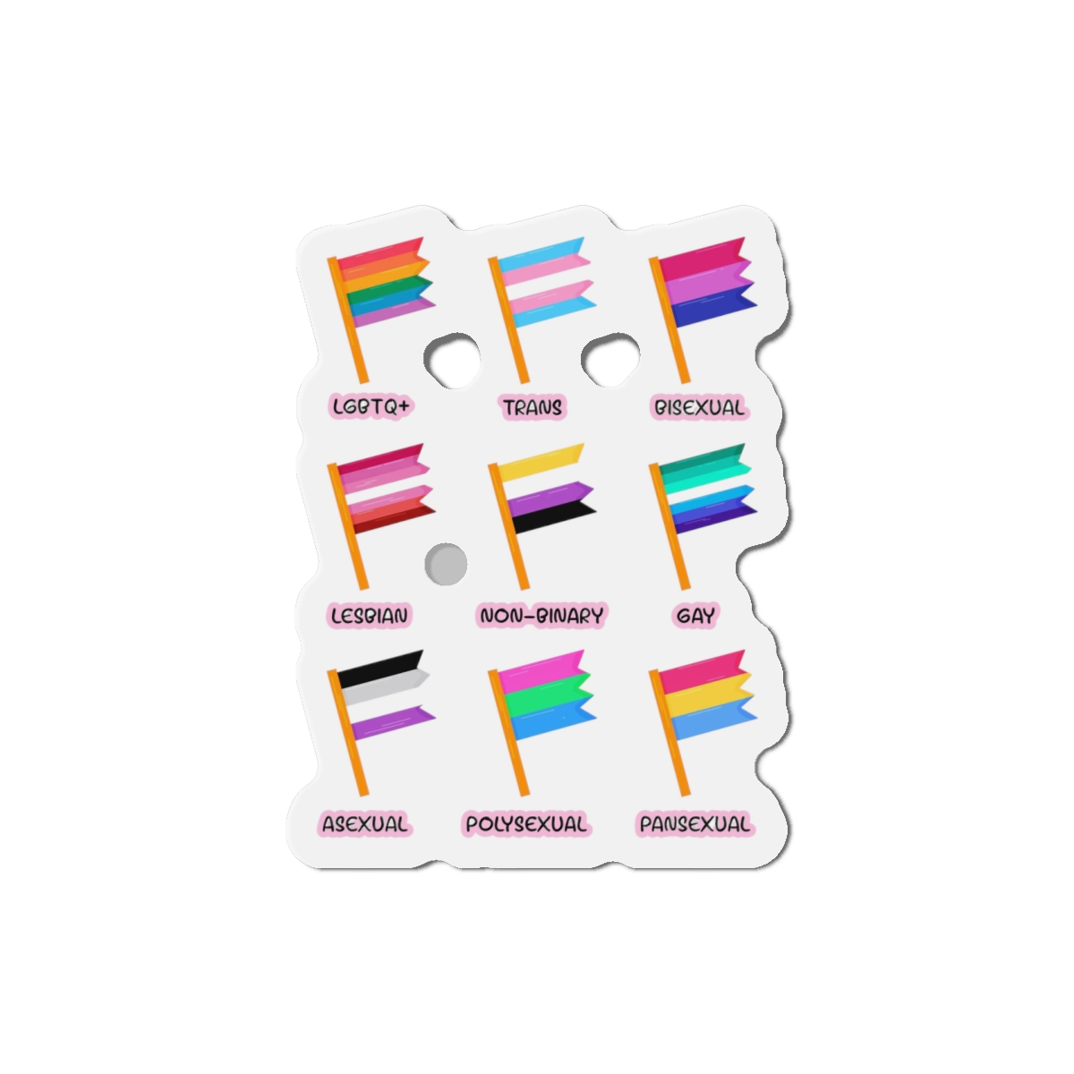 Cute Hand Drawn Set Lgbtq Pride Flags With Names Lgbtq Trans Bisexual Lesbian Nonbinary Asexual Die Cut Magnets - Image 10