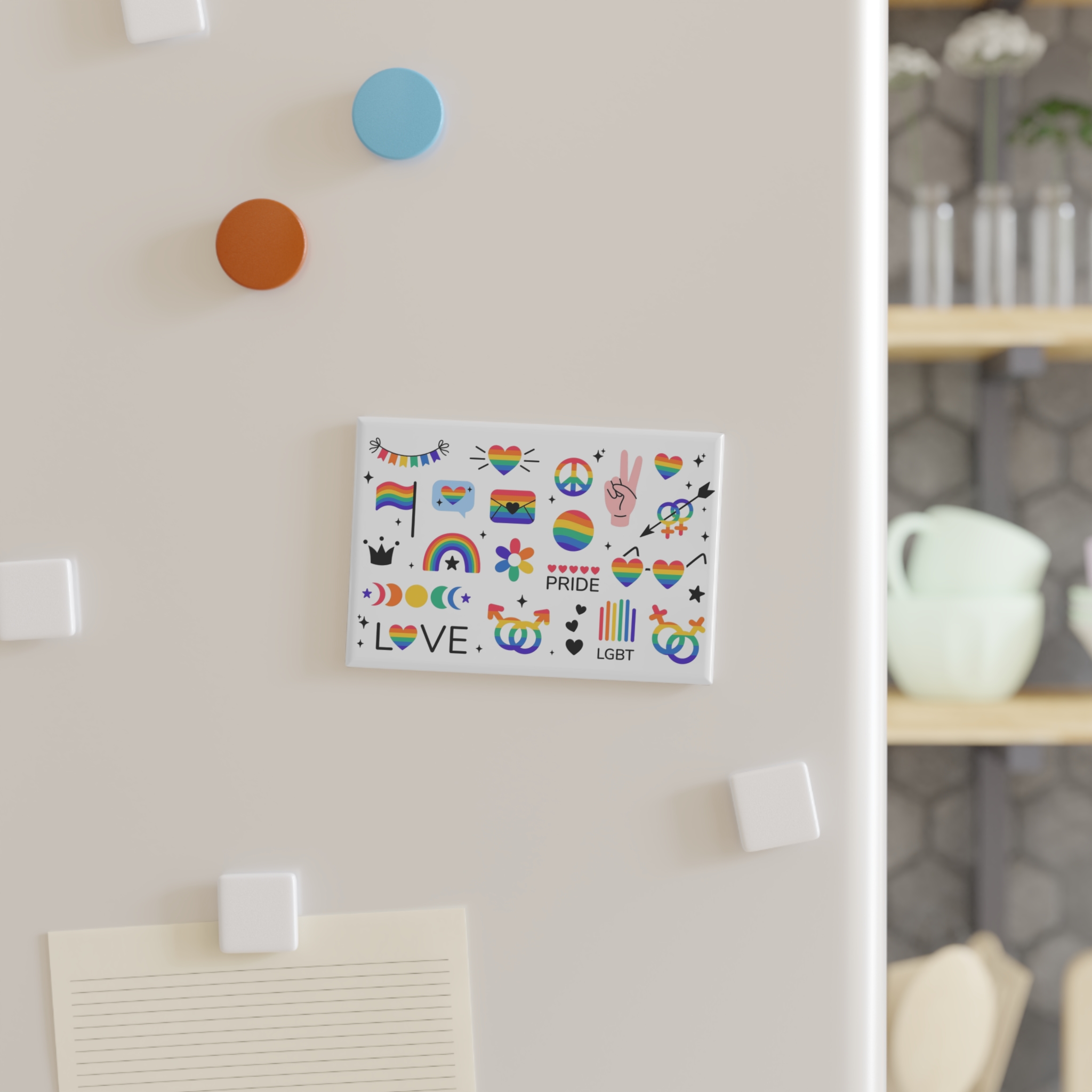 Lgbt Stickers Pack Doodle Style Lgbtq Set Lgbt Pride Community Symbols Rainbow Colored Element Button Magnet Rectangle 1 And 10 Pcs - Image 3