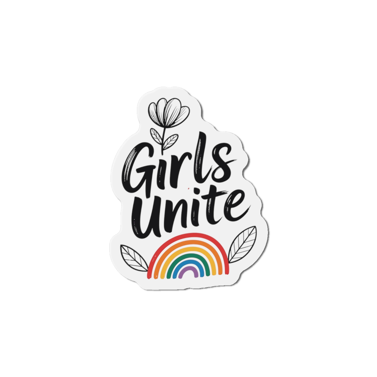 Empowering Girls Unite Slogan With Rainbow Floral Accents Die Cut Magnets - Image 10