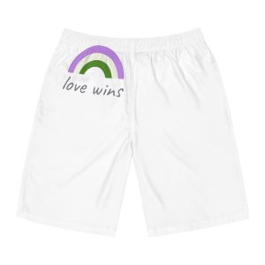 Colorful Rainbow Shape Genderqueer Pride Flag Happy Pride Day Lgbtqia Community Pride Month Vector Hand Drawn Doodle Posters Stickers Logo Cards Mens Board Shorts Aop