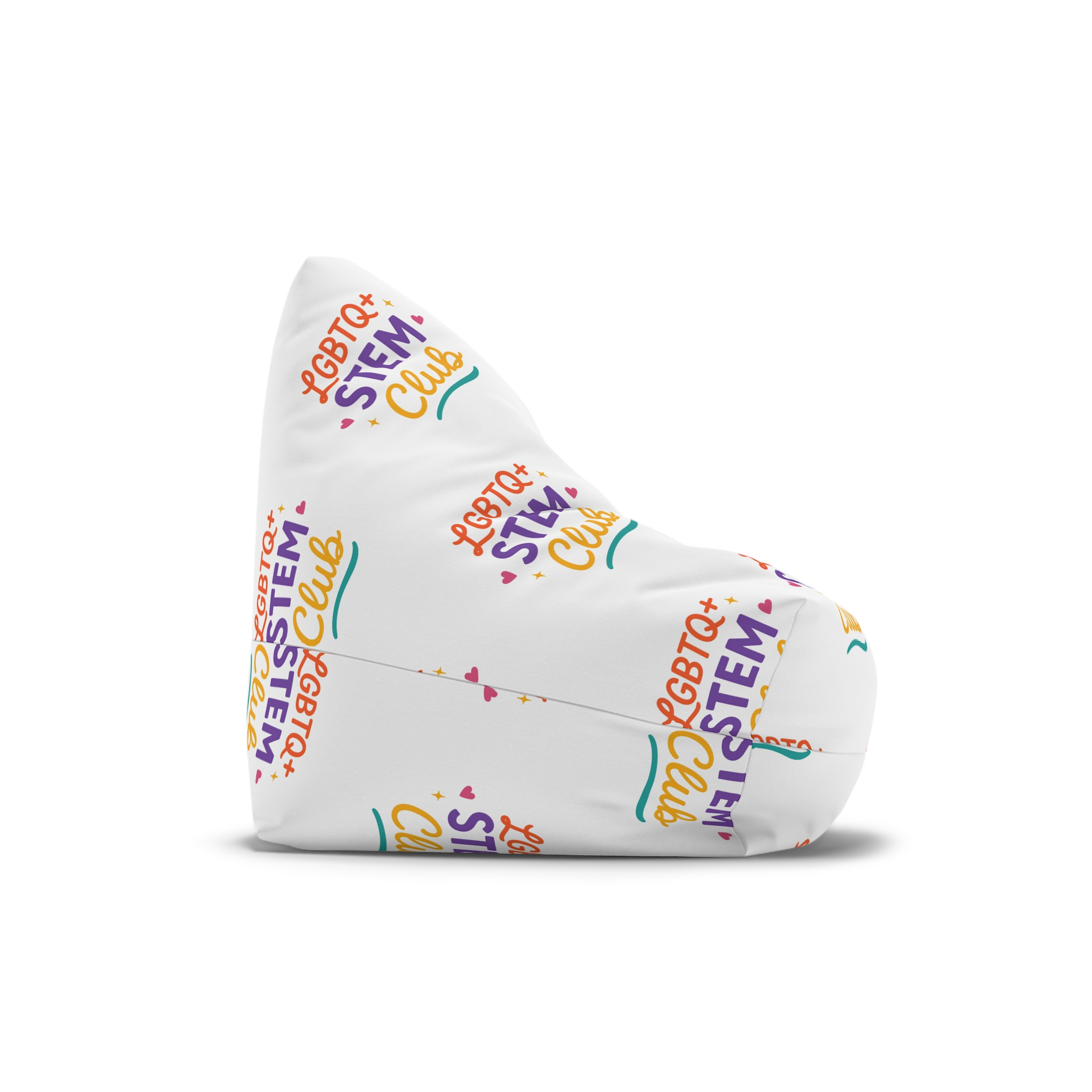 Vibrant Lgbtq Stem Club Logo Vector Illustration Featuring Bright Colors Playful Design Element Bean Bag Chair Cover - Image 3