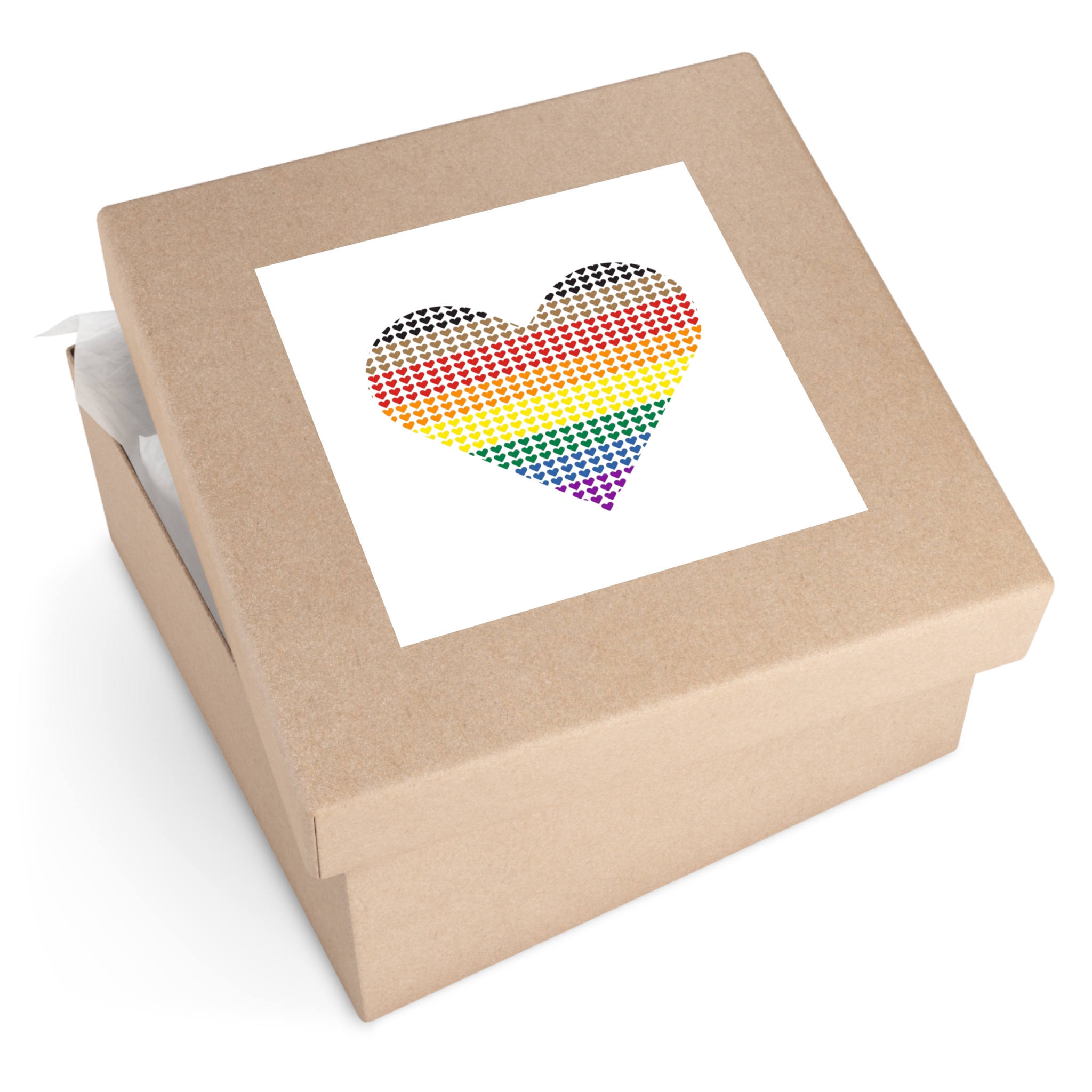 Pride Flag Heart Shape Icon With Heart Pattern Inside Heart Symbol With Black Brown Stripes Laminate Stickers Square - Image 59