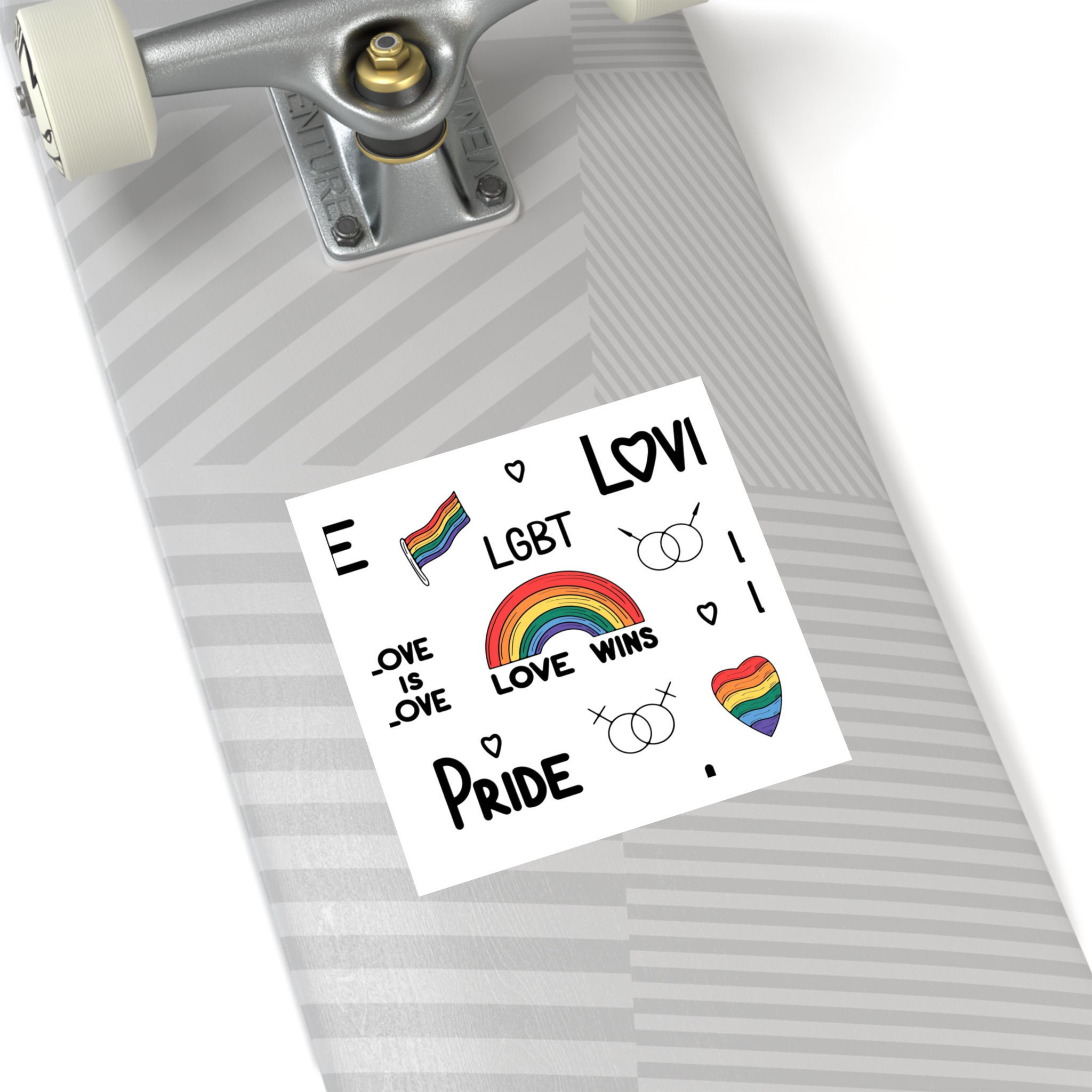 Lgbtq Pride Seamless Illustration Rainbow Hearts Love Symbols Laminate Stickers Square - Image 36