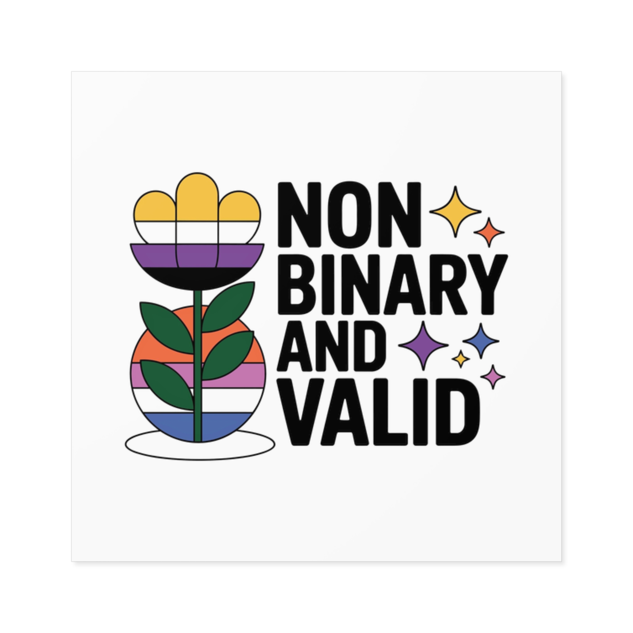 Non Binary Valid T Shirt Design Isolated White Background Laminate Stickers Square - Image 13
