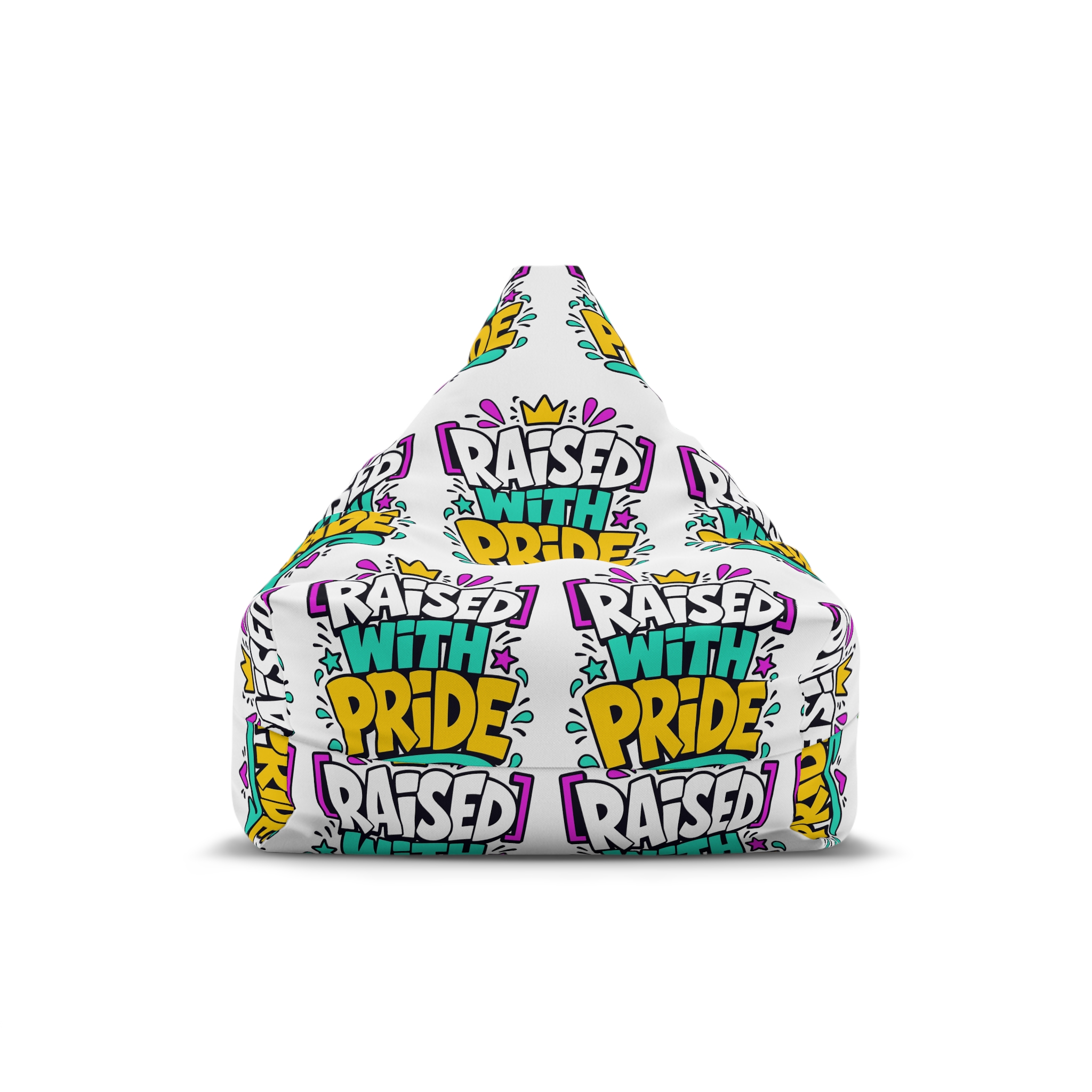 Raised With Pride Text Effect Bean Bag Chair Cover
