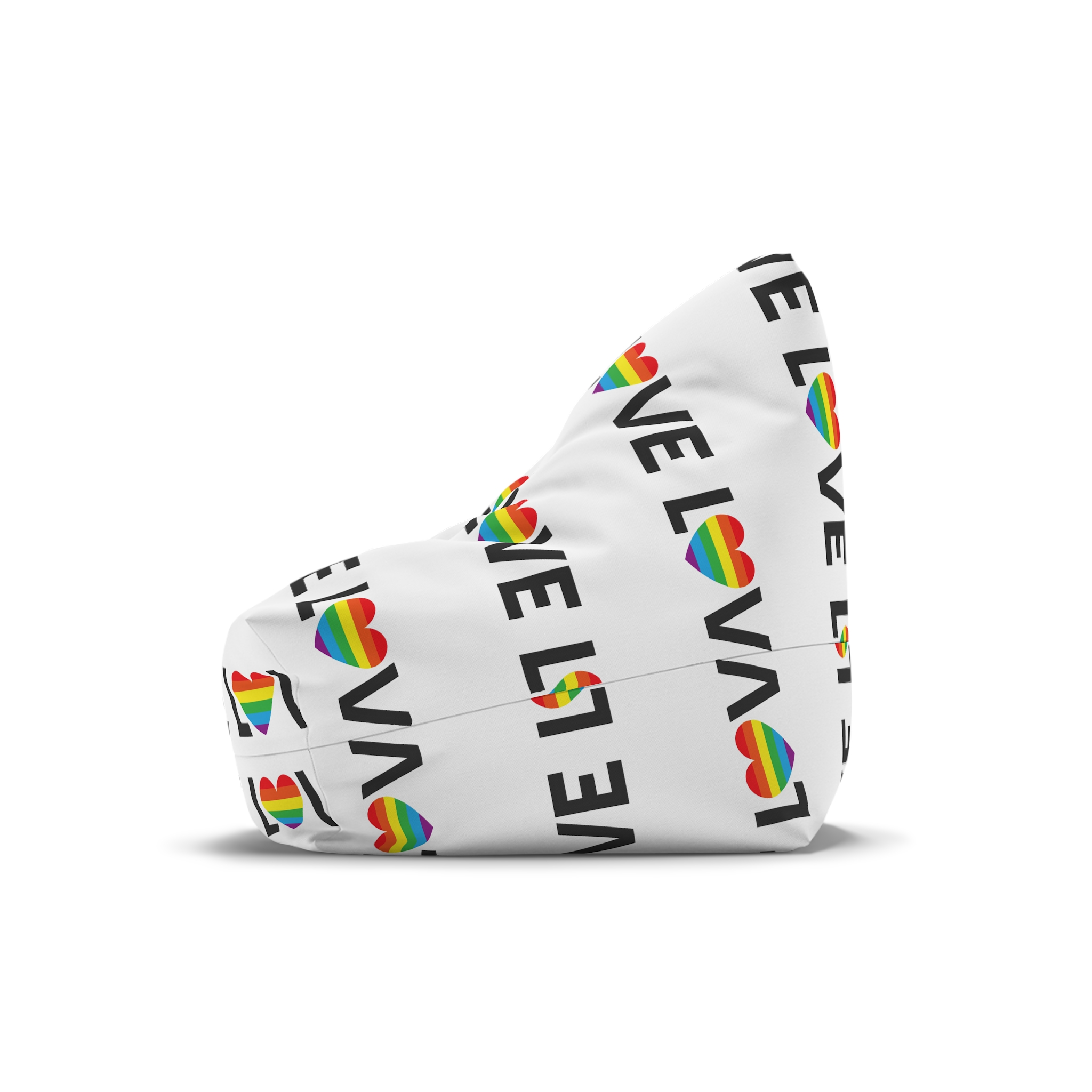 Vector Lgbt Rainbow Flag Love Heart Lettering Bean Bag Chair Cover - Image 4