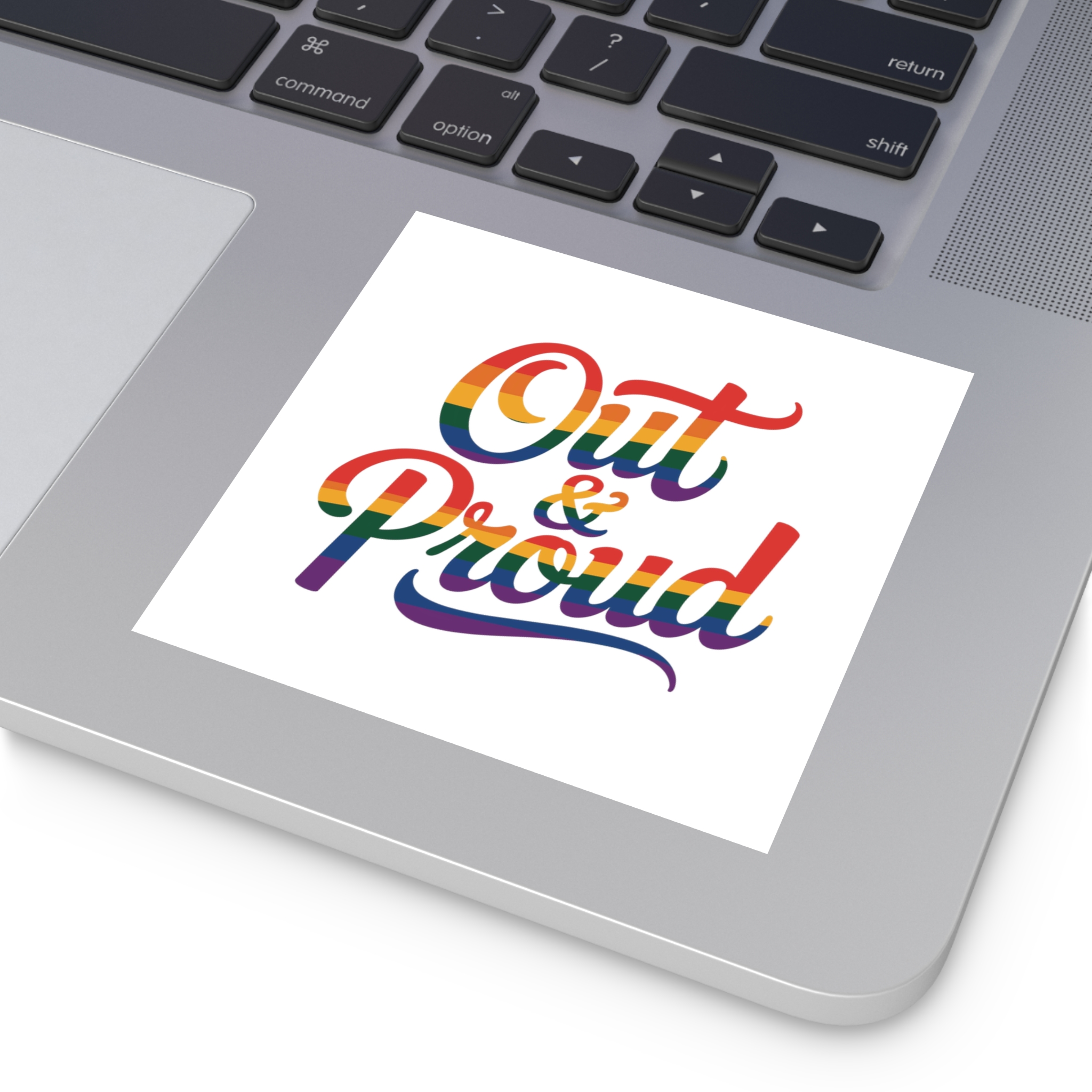 Out Proud T Shirt Design Isolated White Background Laminate Stickers Square - Image 19