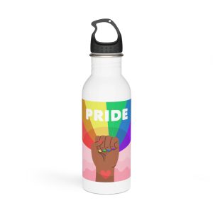 Pride Day Concept With Fist Rainbow Stainless Steel Water Bottle