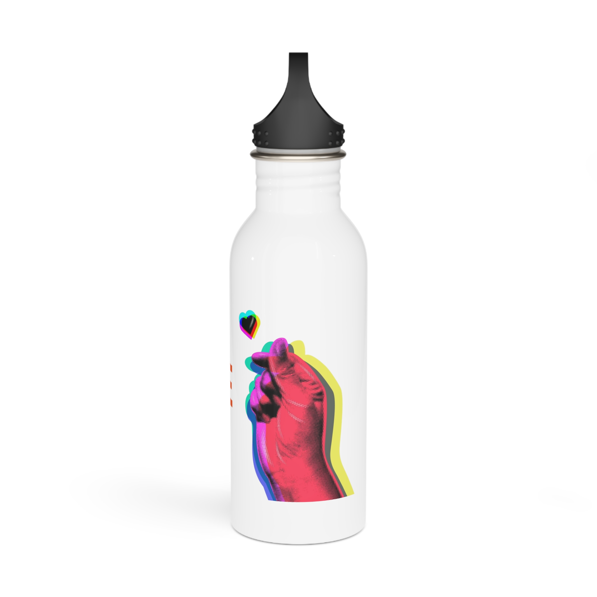 Pride Month Lgbtq Banner Gay Pride Month Rainbow Color Flat Design Hand Together Love Sign Typography Stainless Steel Water Bottle - Image 4