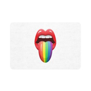 Lgbt Lips With Rainbow Color Tongue Pet Food Mat 12x18