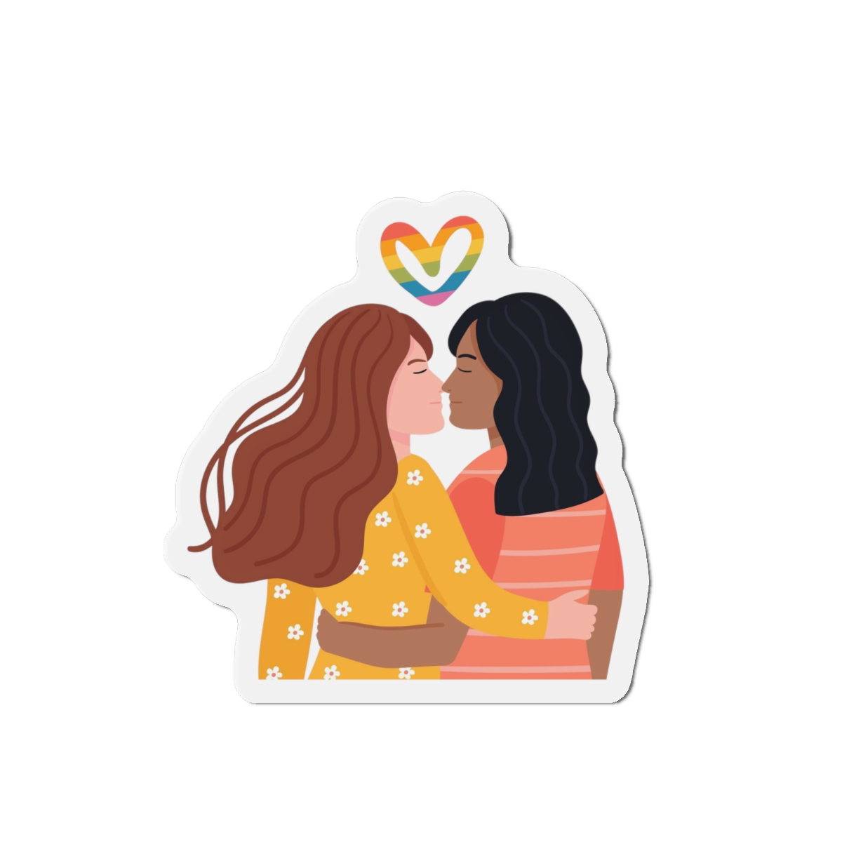 Hand Drawn Affectionate Lesbian Kiss (1) Die Cut Magnets - Image 7