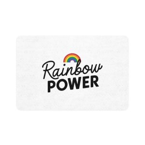 Rainbow Power T Shirt Design Isolated White Background Pet Food Mat 12x18