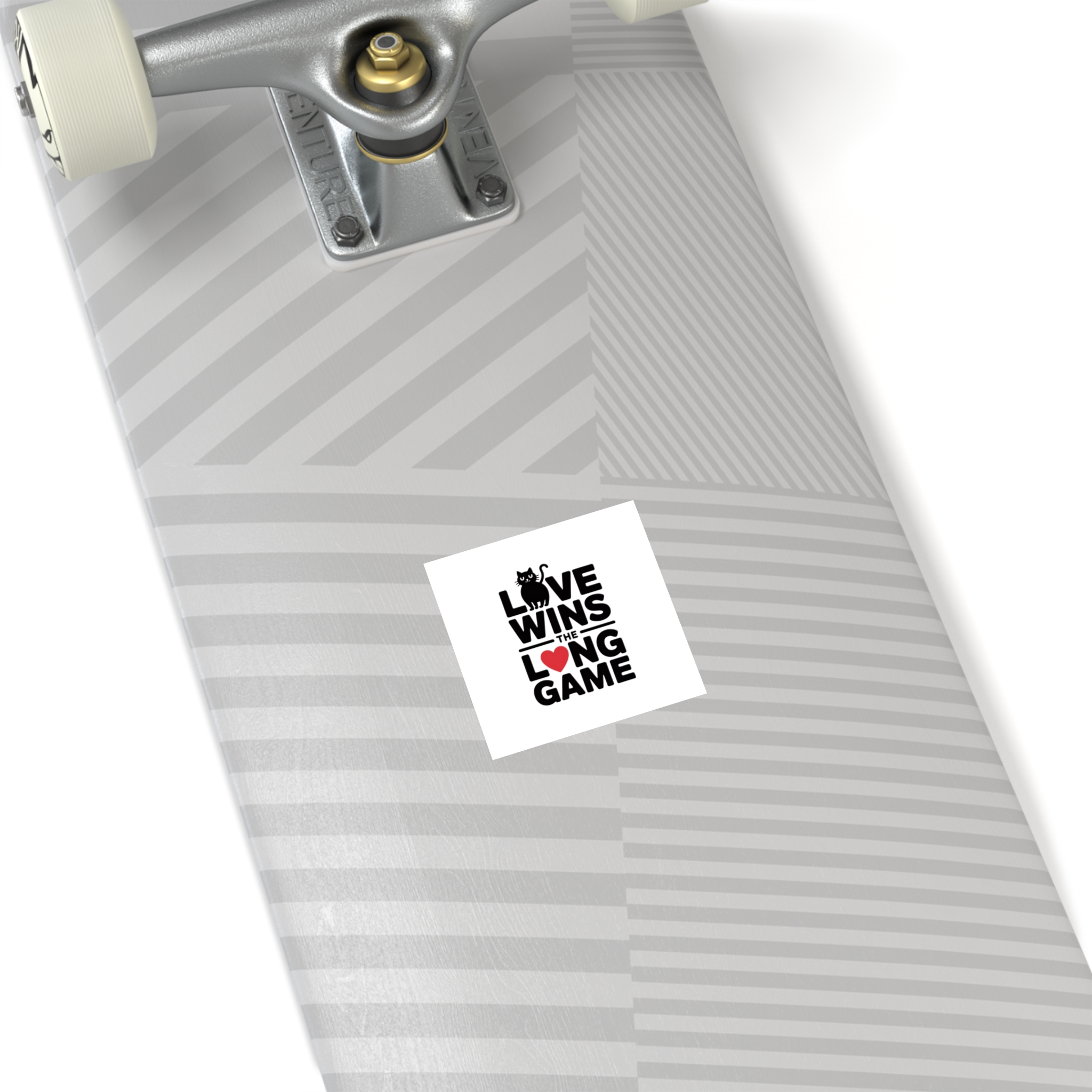 Love Wins Long Game With Black Cat Heart Illustration Laminate Stickers Square - Image 16