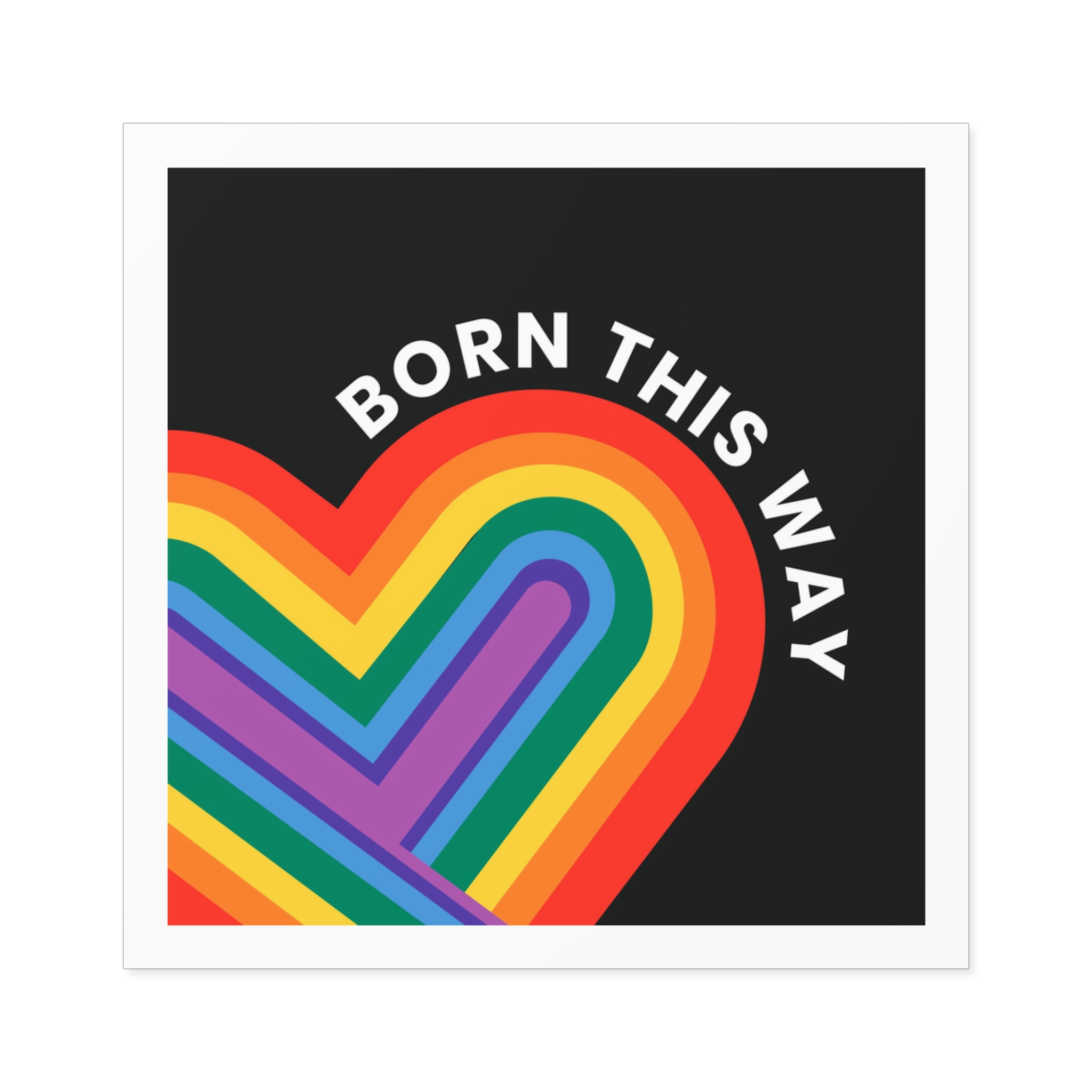 Rainbow Heart Template Lgbtq Pride Month With Born This Way Text Laminate Stickers Square - Image 17