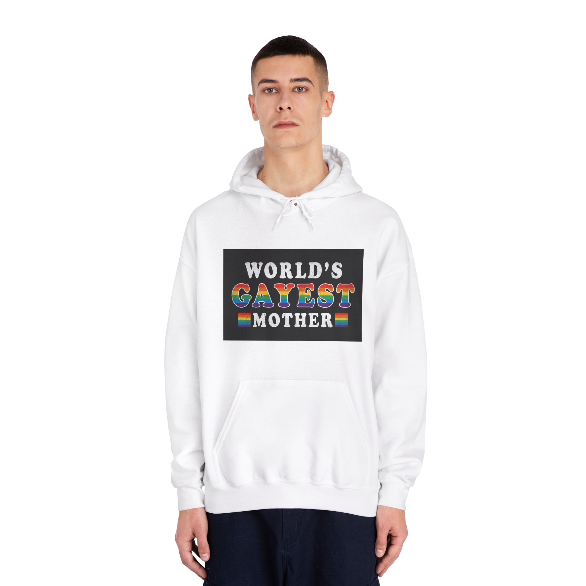 Mother Day Pride Rainbow Typography Vector Premium T Shirt(2) Unisex Dryblend Hooded Sweatshirt - Image 3