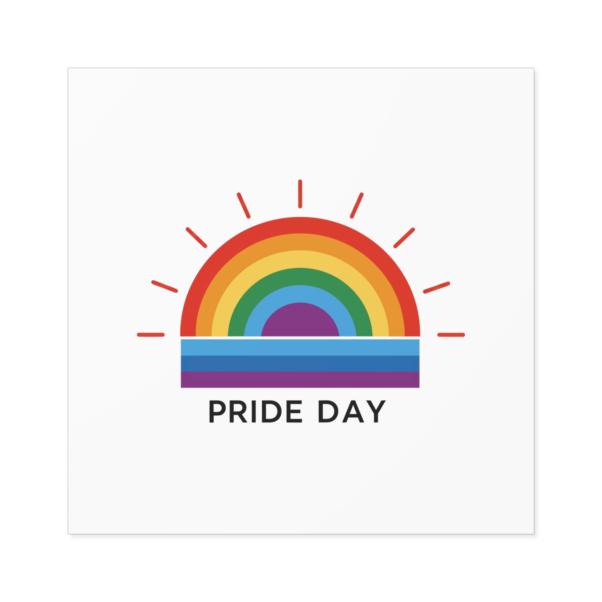 Rainbow Pride Day Celebration Illustration With Colorful Sunburst Design Lgbtq Support Awareness Laminate Stickers Square - Image 33