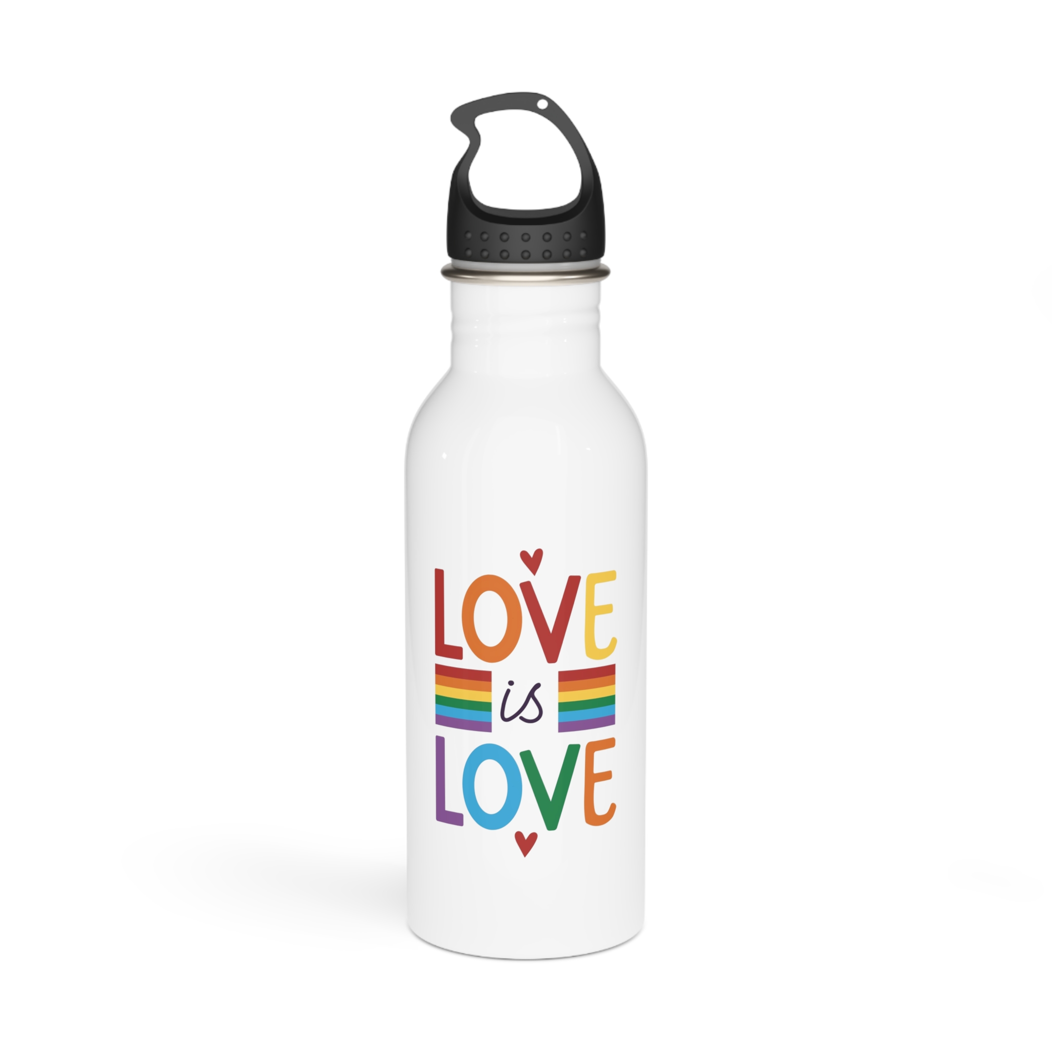 Love Is Love Colorful Typography With Rainbow Stripes Lgbt Pride Message Vector Stainless Steel Water Bottle