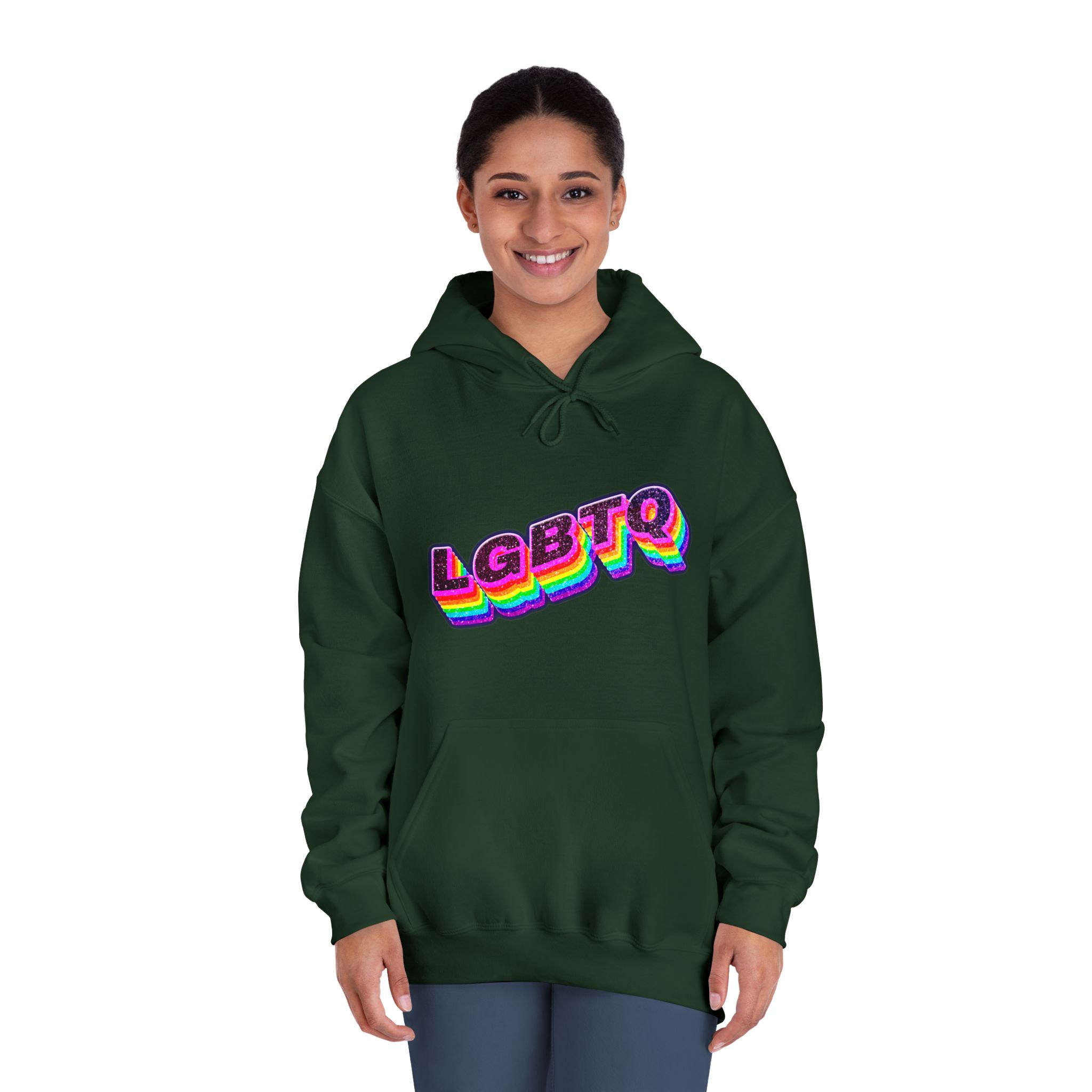 Lgbtq Rainbow 3d Png Typography Unisex Dryblend Hooded Sweatshirt - Image 24