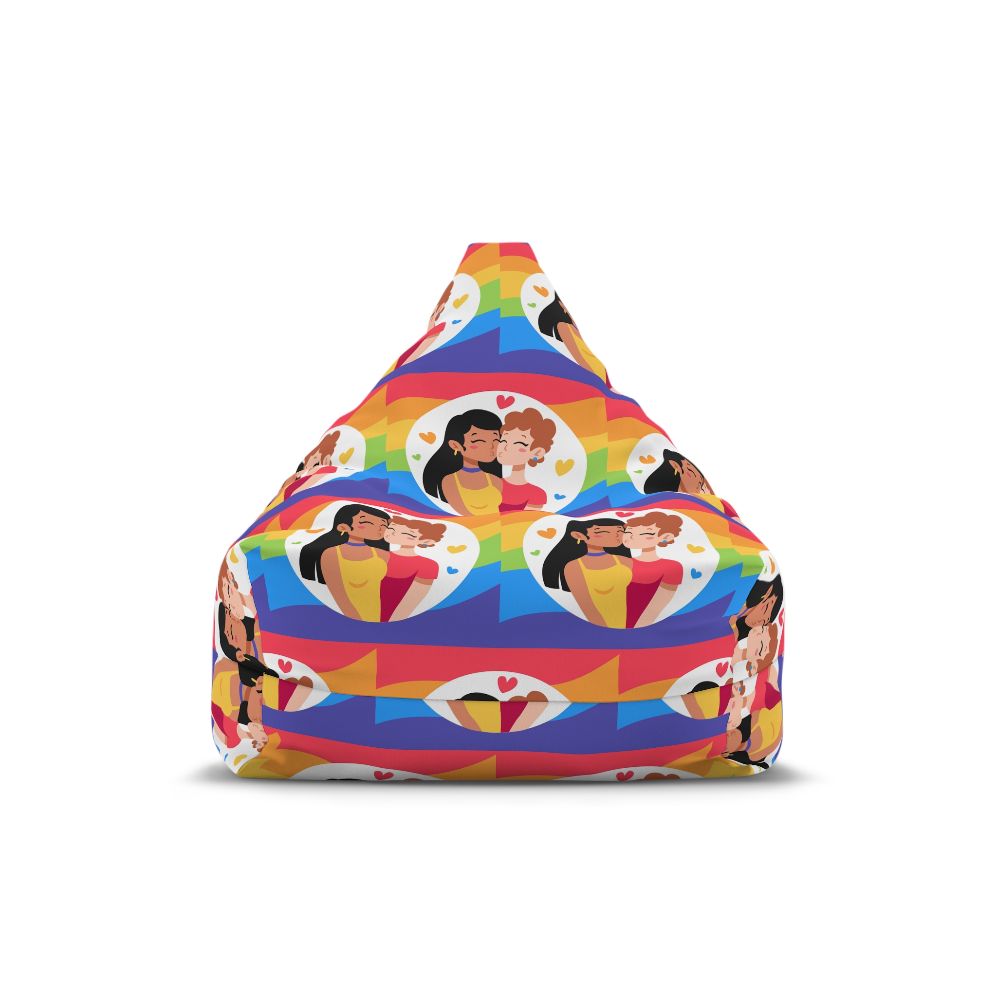 Lesbian Couple Kiss Hand Drawn Style Bean Bag Chair Cover