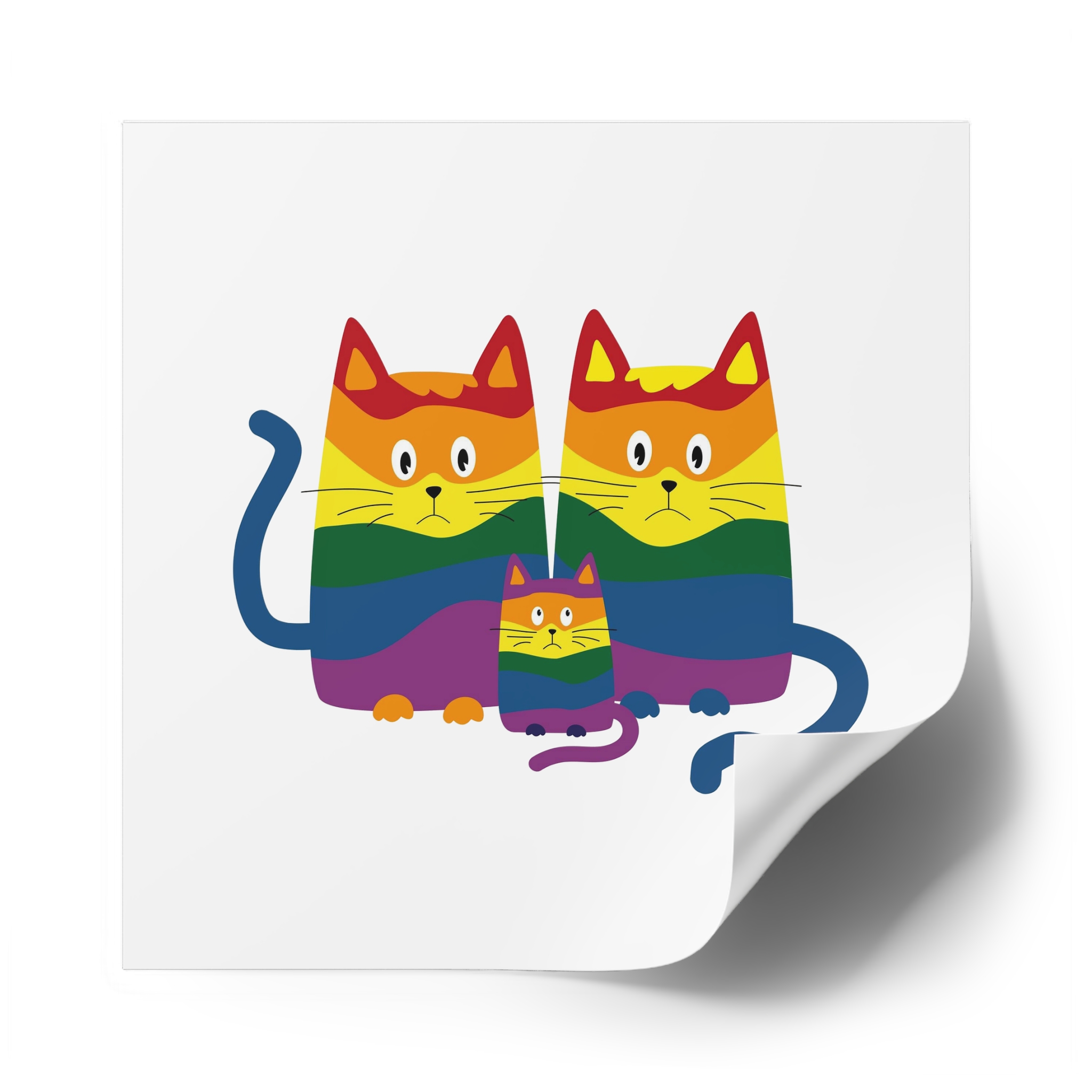 Lgbt Cats Samesex Love Like Everyone Else Cute Cartoon Cats Vector Copyspace Laminate Stickers Square - Image 62