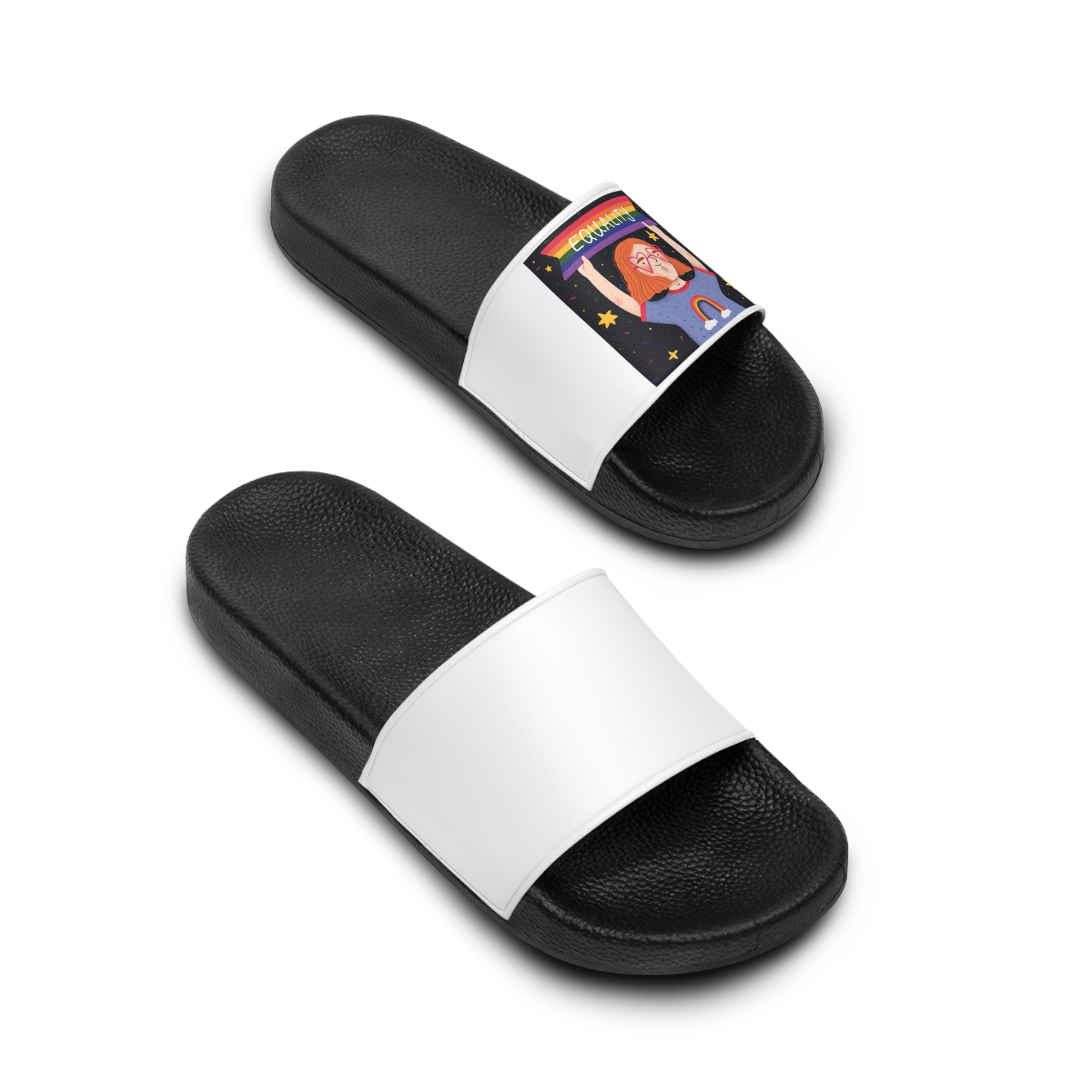 Pride Day Concept Equality Message Mens Slide Sandals - Image 4