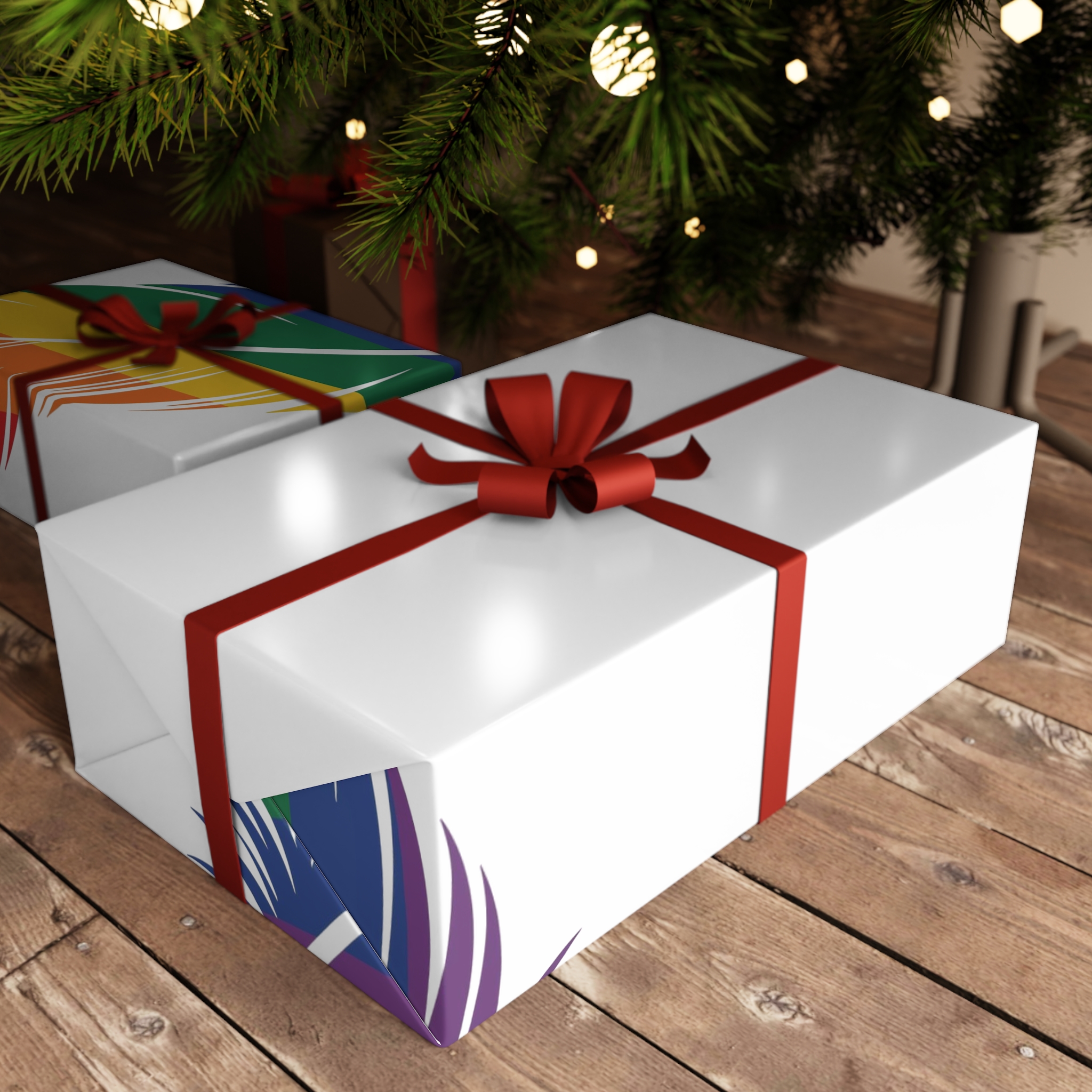 Single Feather Adorned With Vibrant Colors Rainbow Flag Gift Wrapping Paper Sheets 1pc - Image 3