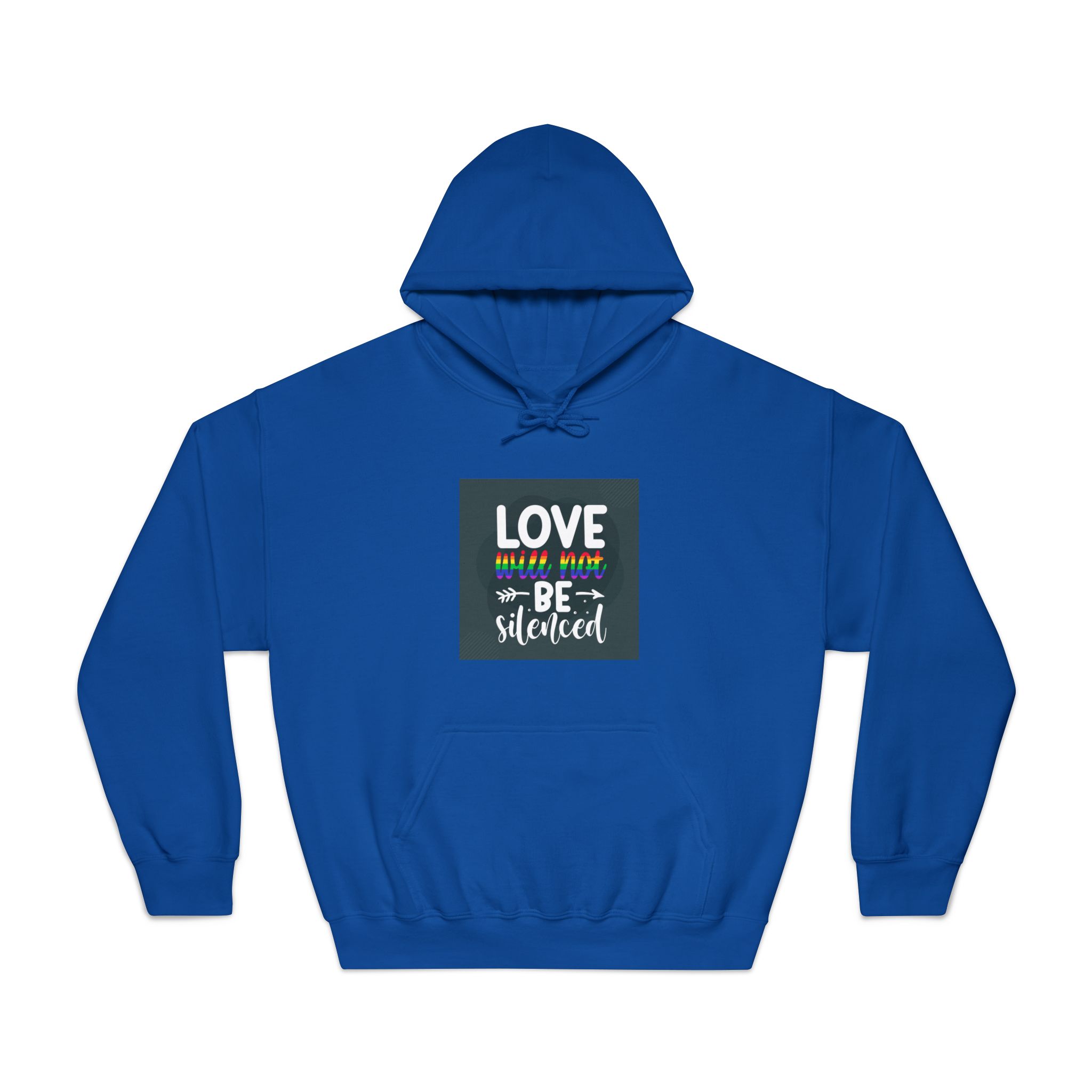 Love Will Be Silenced Premium Gay Pride Lettering Vector Design Unisex Dryblend Hooded Sweatshirt - Image 25