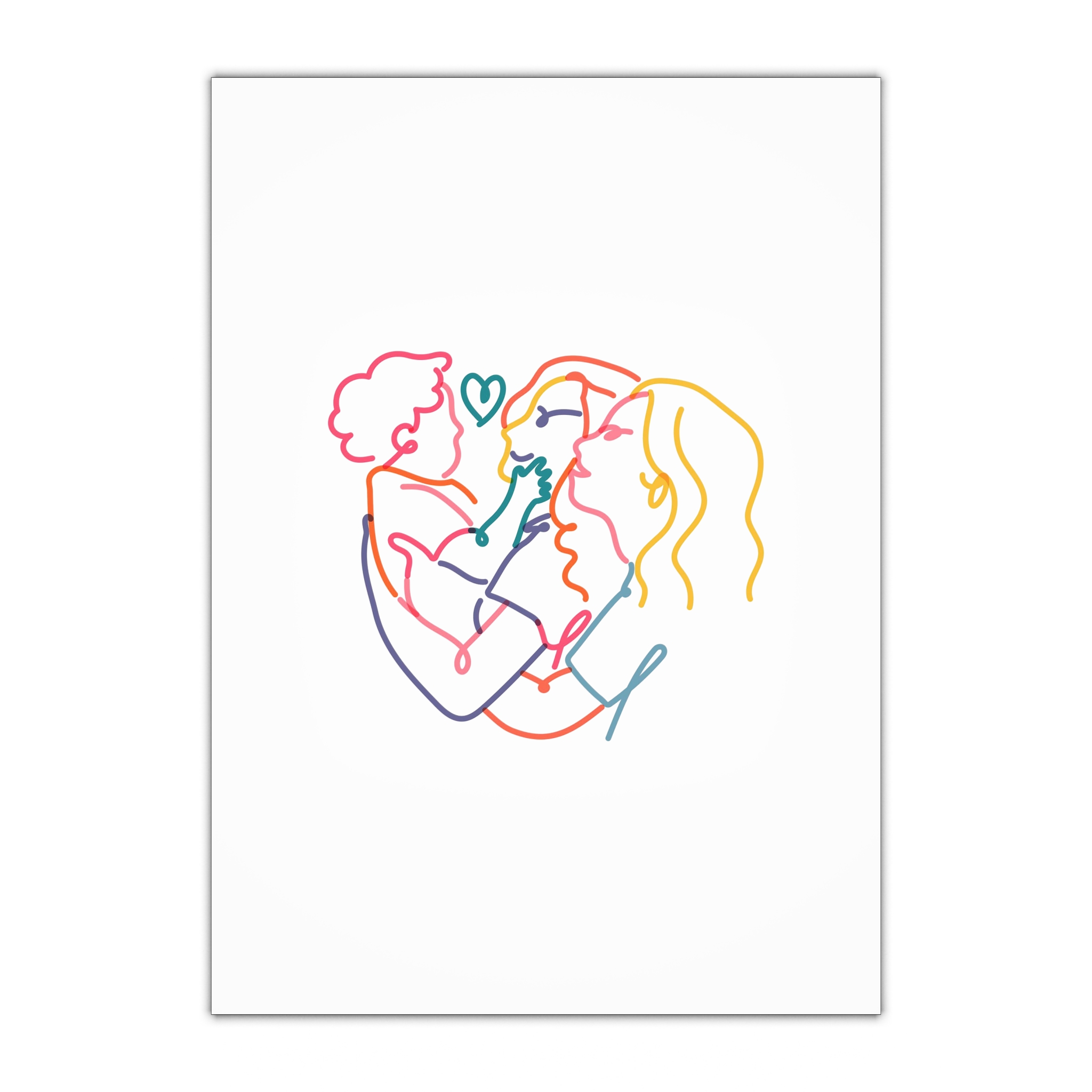 Lesbian Family Clipart Lgbtq Line Portrait Illustration Vector Gift Wrapping Paper Sheets 1pc