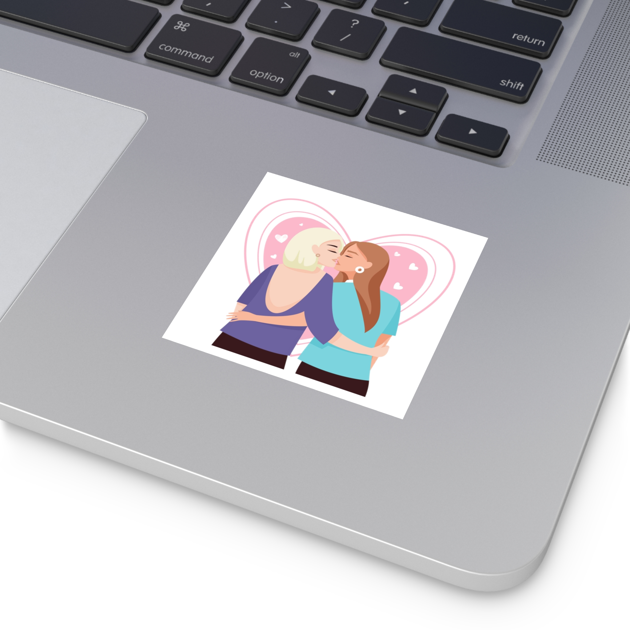 Lesbian Couple Kiss Flat Design Style Laminate Stickers Square - Image 67