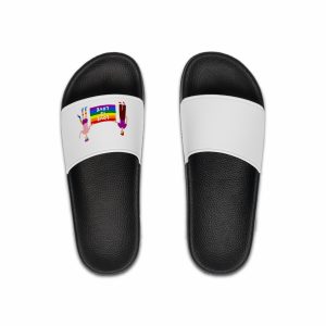 Two Gays Holding Rainbow Flag Mens Slide Sandals