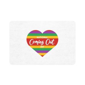 National Coming Out Day Rainbow Heart With Text Pride Lgbtq Pet Food Mat 12x18