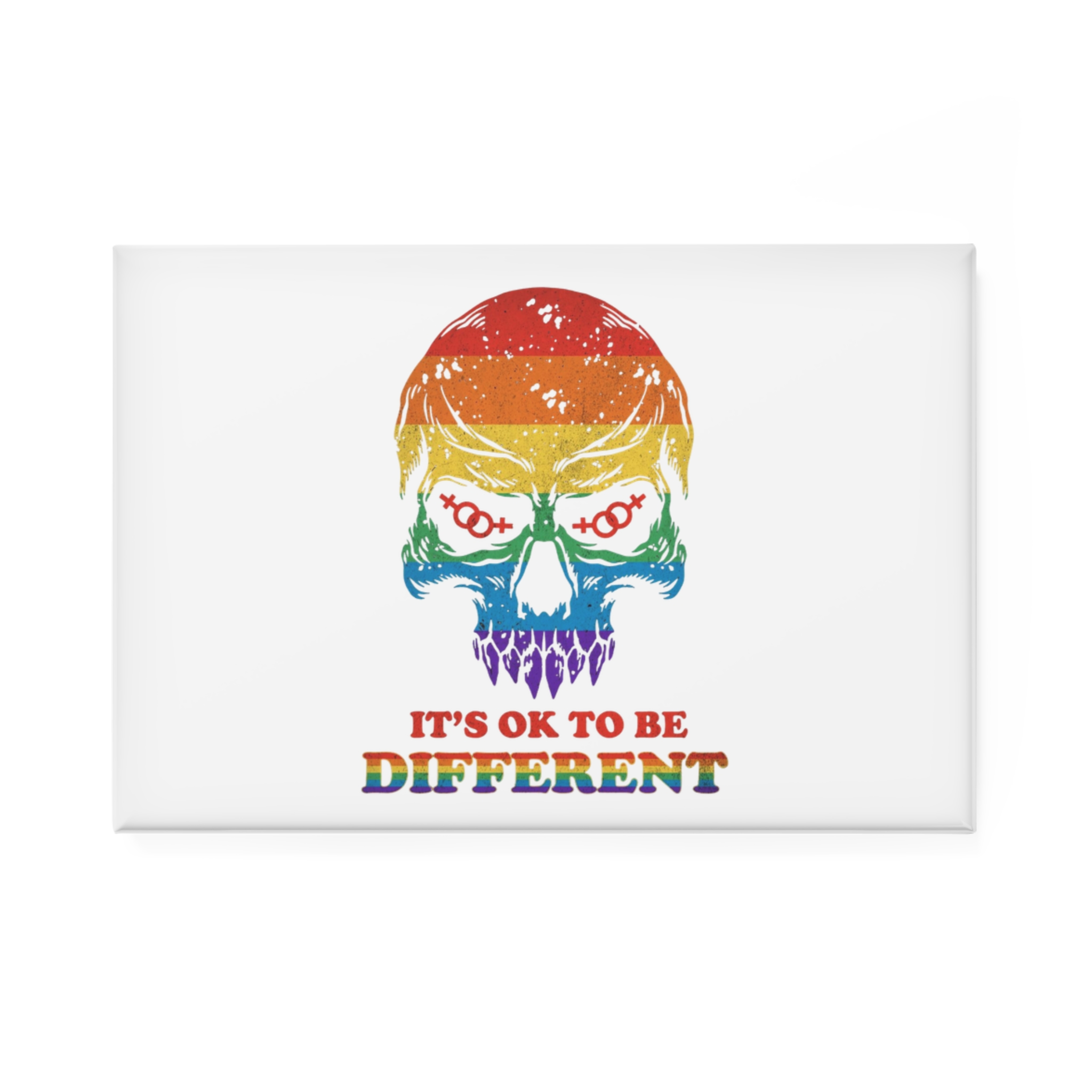 Skull Pride Rainbow Vintage Vector Premium T Shirt Button Magnet Rectangle 1 And 10 Pcs - Image 5