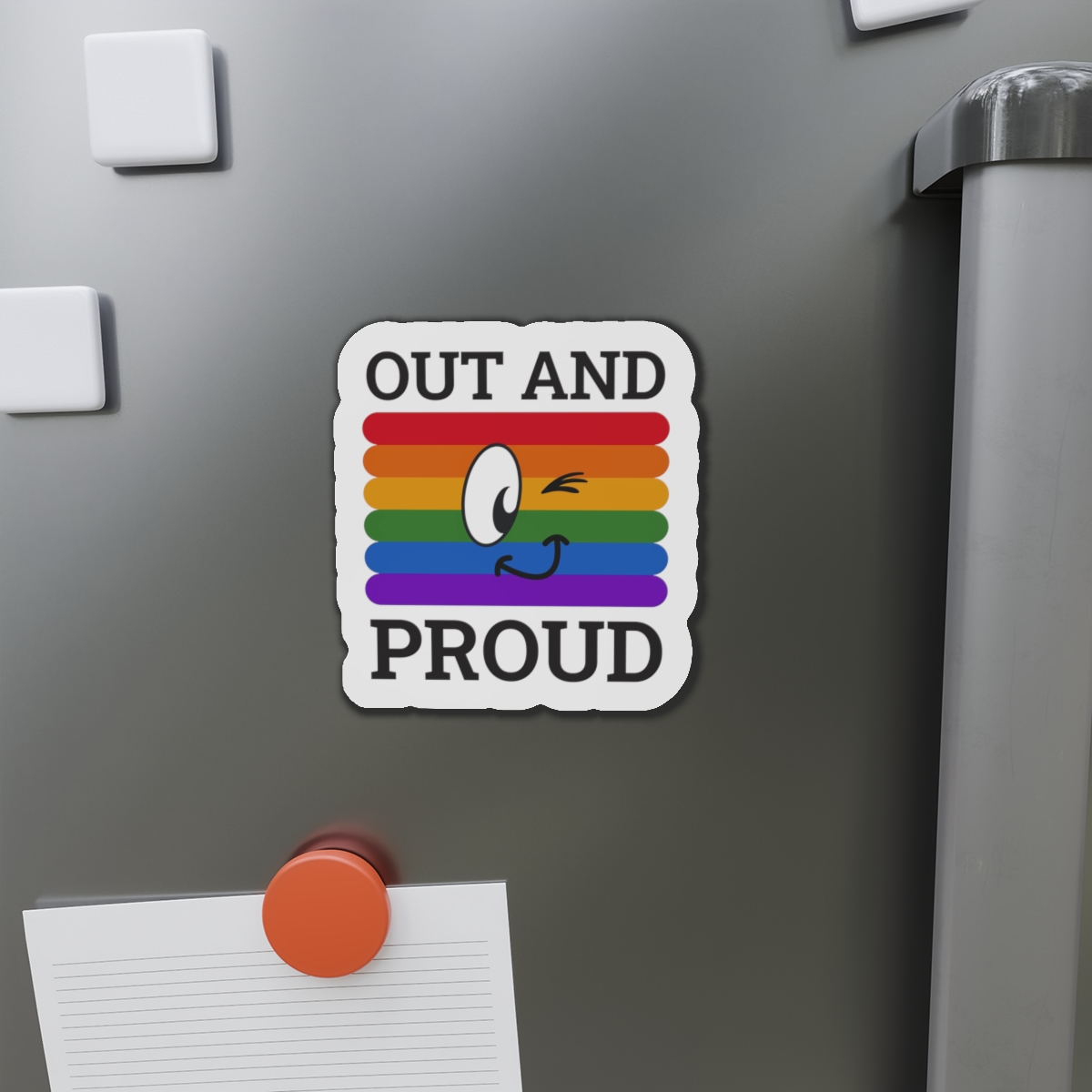Out Proud Lgbtq Pride Month Quote Book Lover Rainbow Flag Hand Drawn Art White Background Die Cut Magnets - Image 14