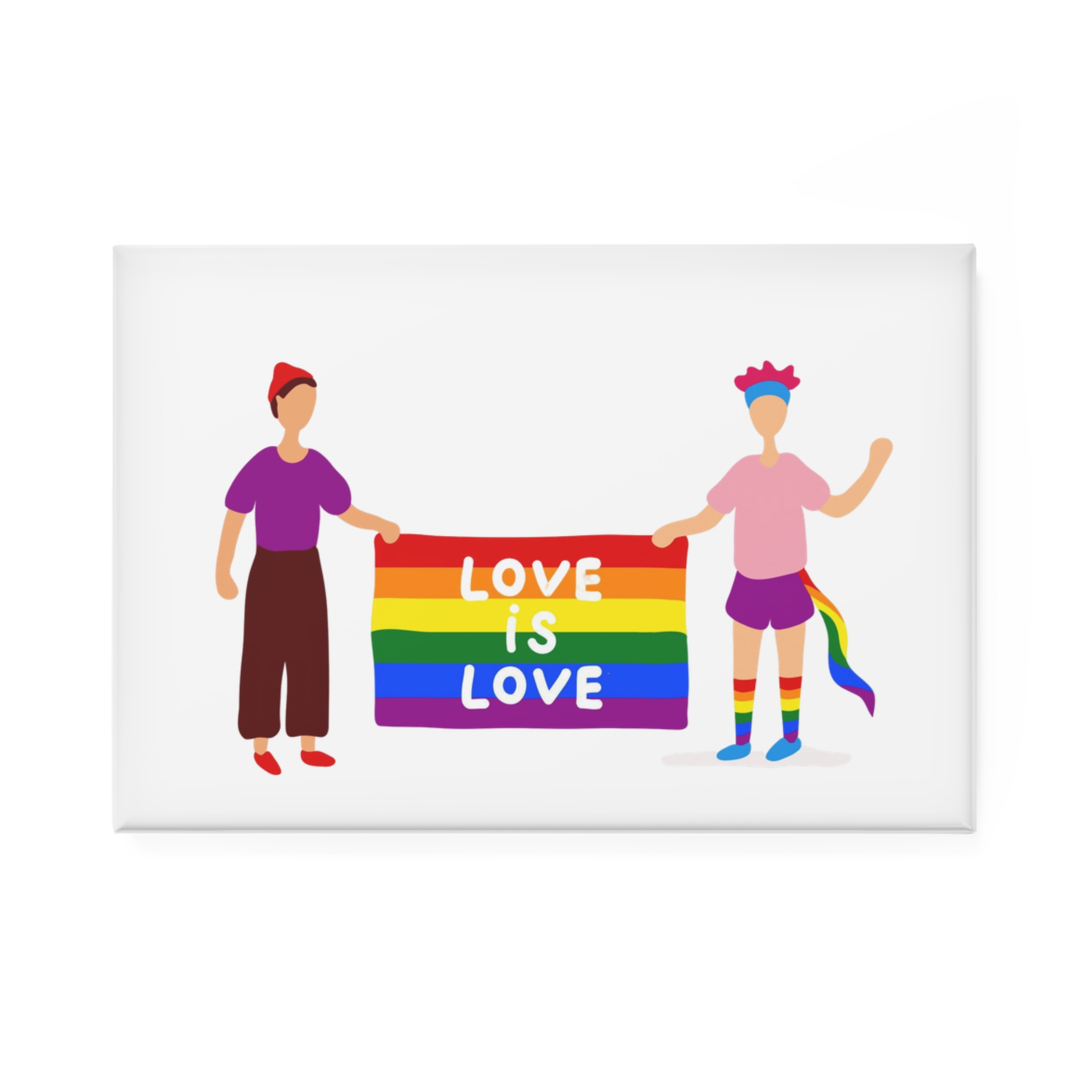 Two Gays Holding Rainbow Flag Button Magnet Rectangle 1 And 10 Pcs - Image 5