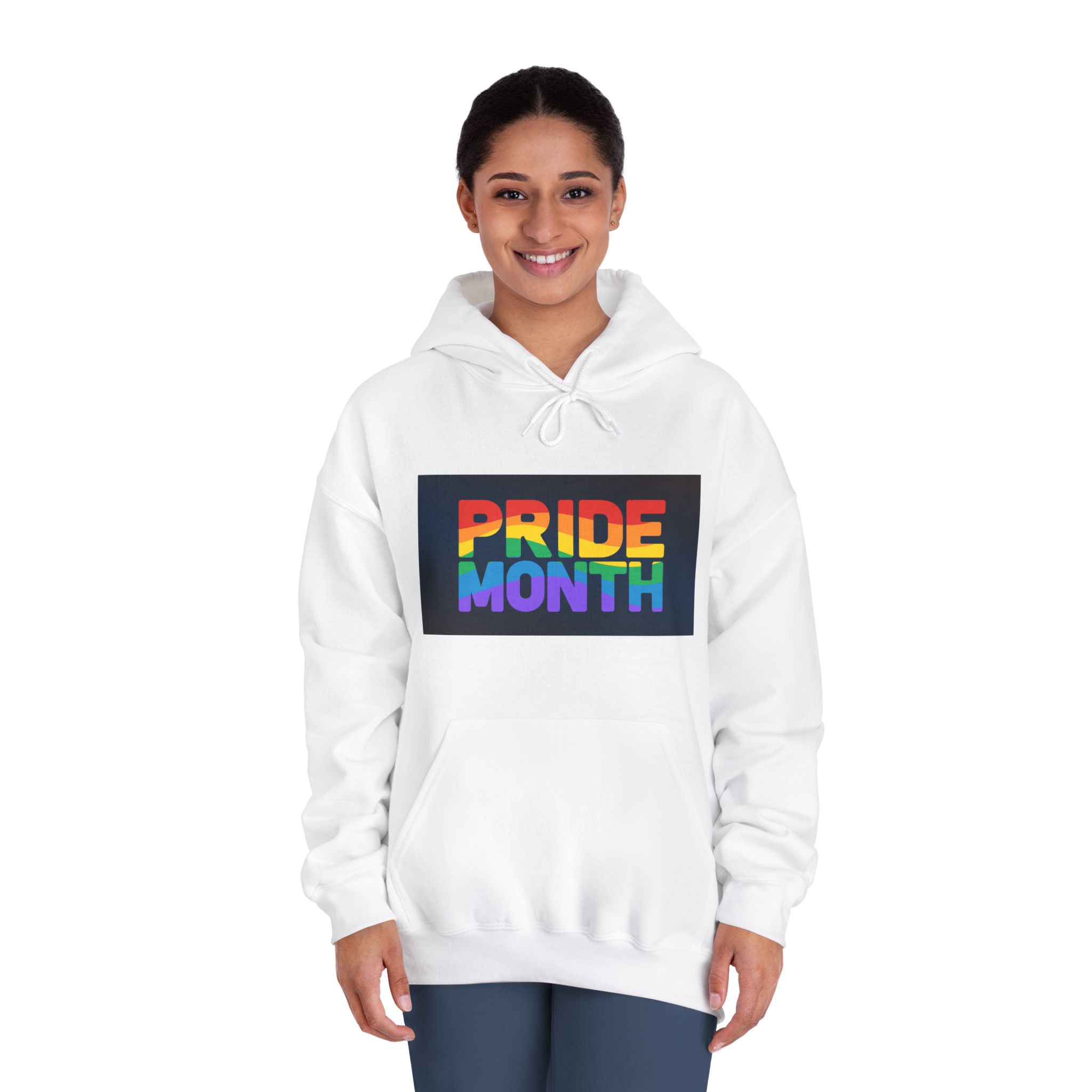 Lgbt Pride Rainbow Flag Lettering Banner Poster Social Media Pride Calligraphy With Unisex Dryblend Hooded Sweatshirt - Image 4