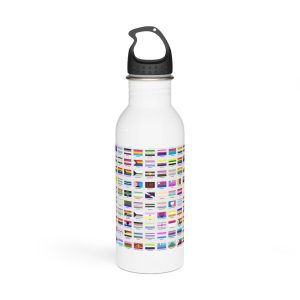 Colorful Lgbtq Pride Flags Collection Chart Representing Diverse Gender Sexual Identities Stainless Steel Water Bottle