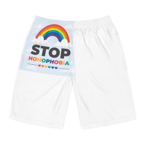 Hand Drawn Stop Homophobia Concept Illustration Mens Board Shorts Aop