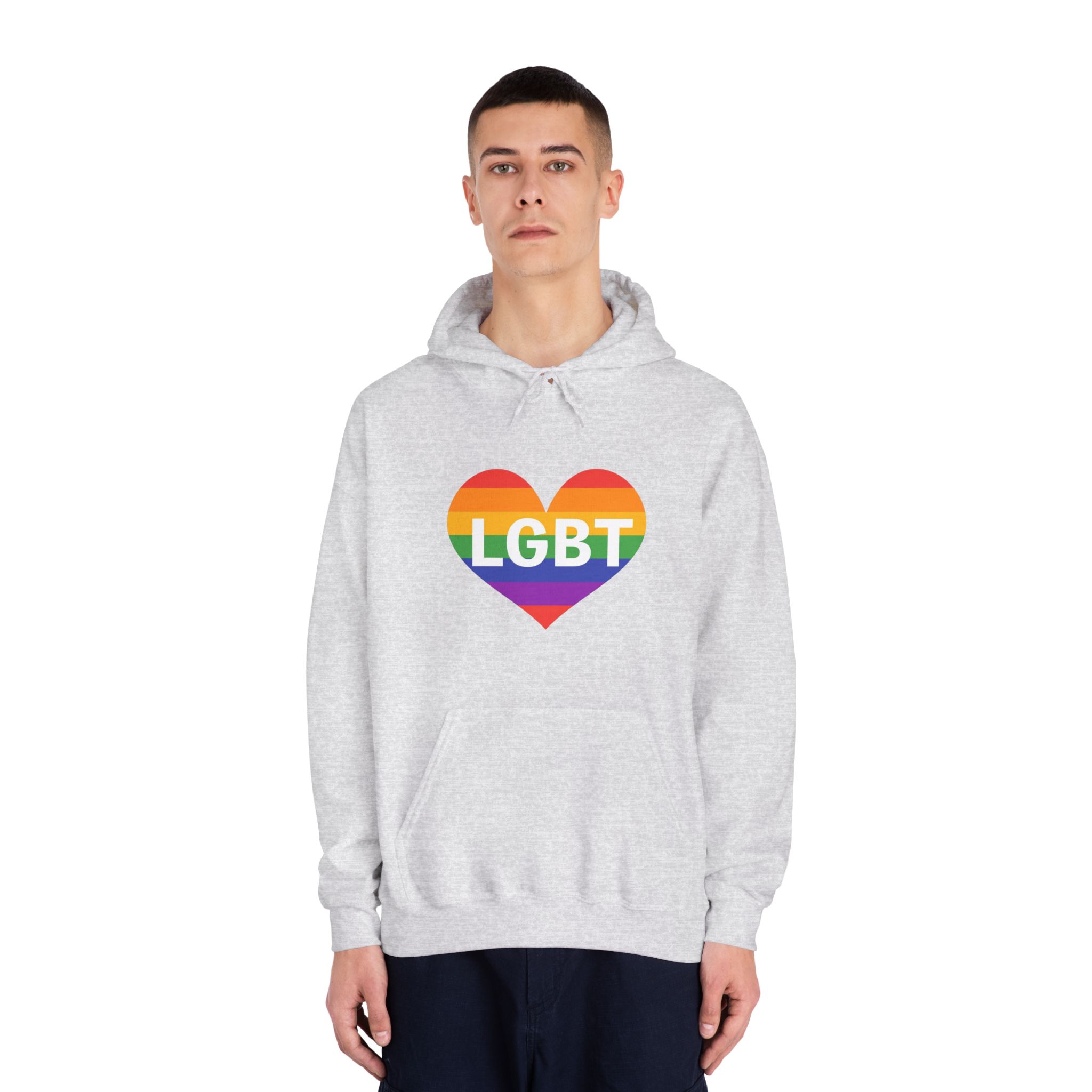 Lgbt Rainbow Colors Heart Mark Lgbt Letters Unisex Dryblend Hooded Sweatshirt - Image 7