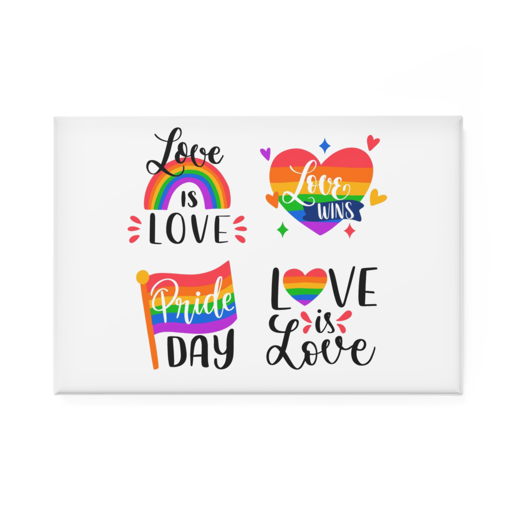 Hand Drawn Pride Day Label Collection Button Magnet Rectangle 1 And 10 Pcs