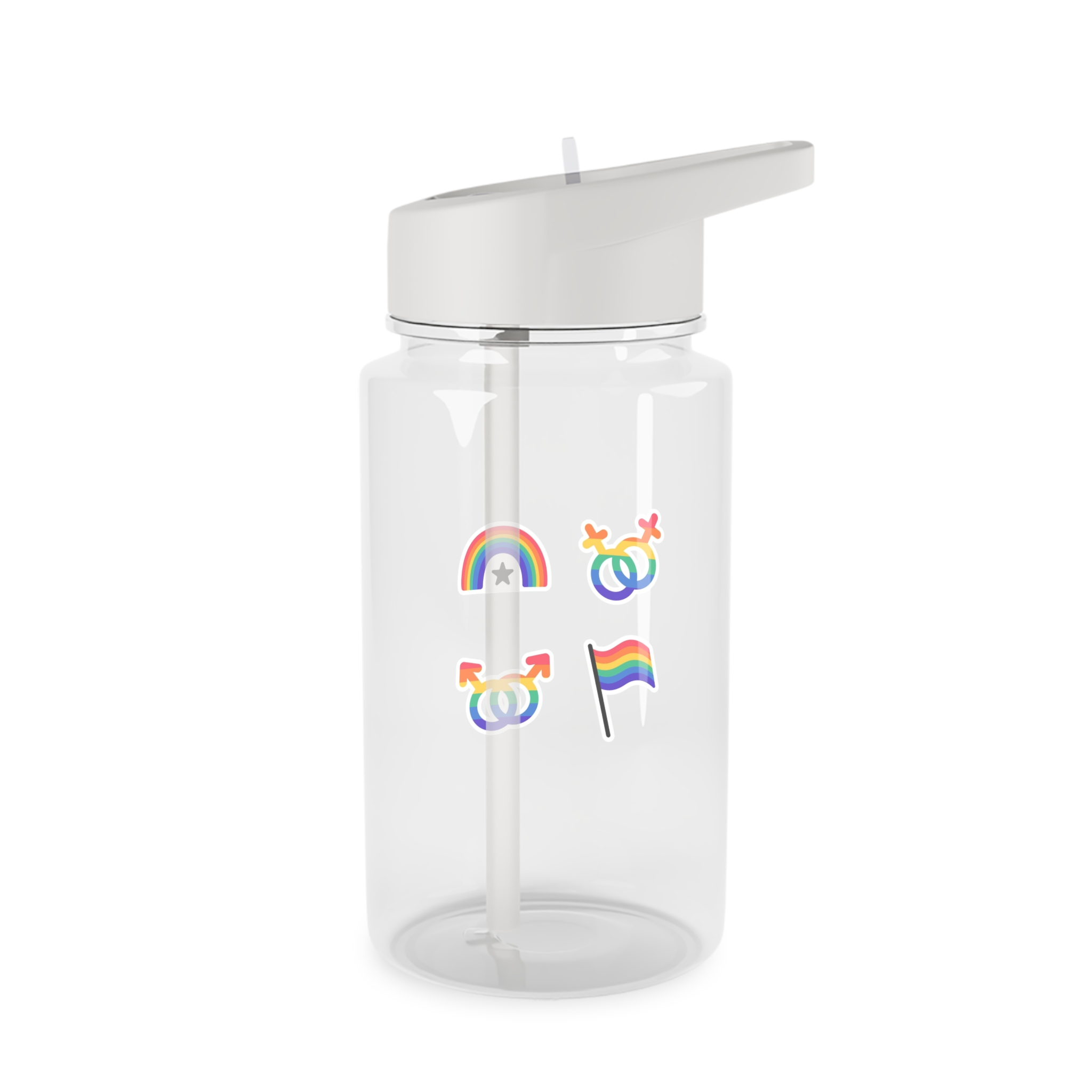 Lgbt Stickers Doodle Style Lgbtq Set Lgbt Pride Community Symbols Rainbow Colored Elements Flag Heart Rainbow Tritan Water Bottle - Image 2
