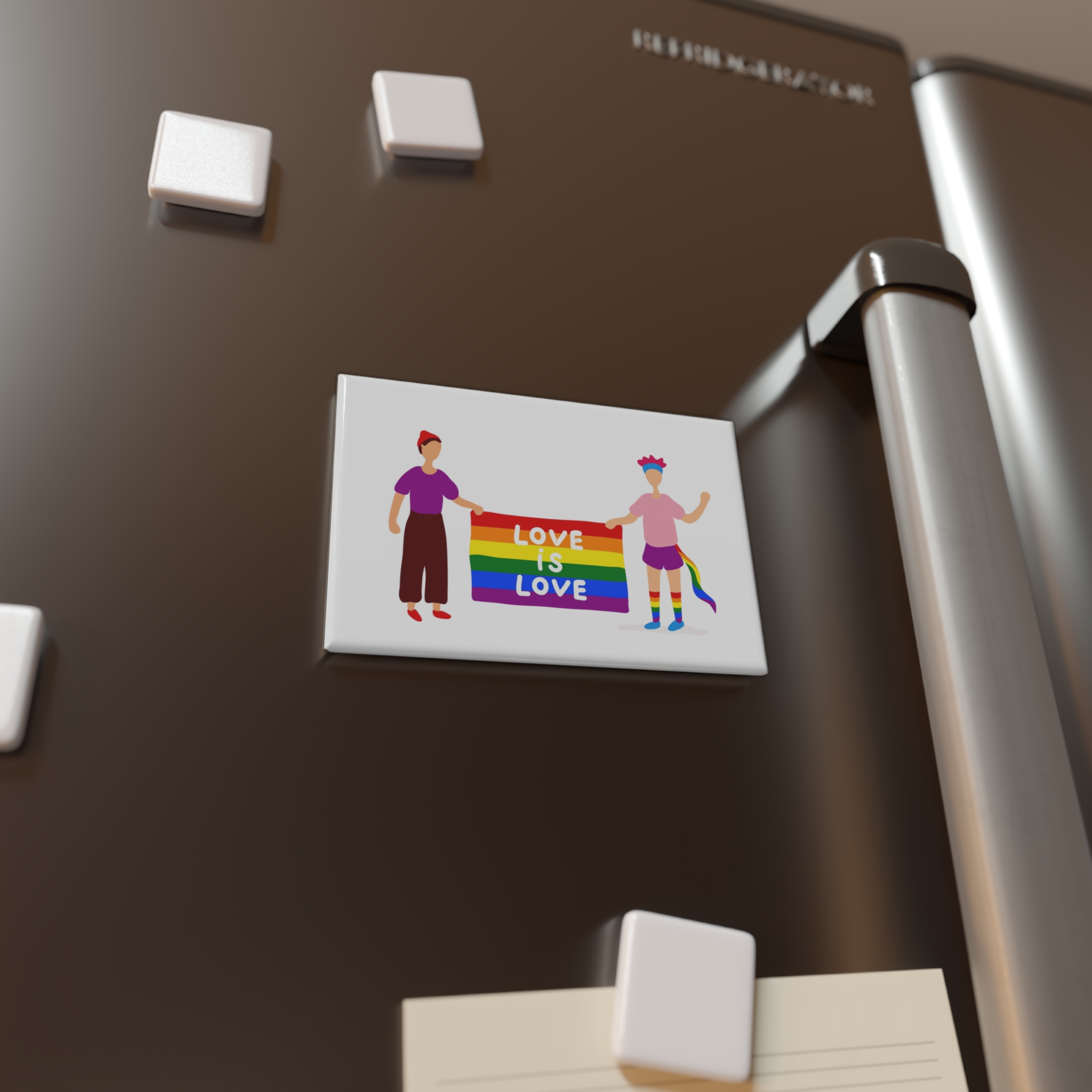 Two Gays Holding Rainbow Flag Button Magnet Rectangle 1 And 10 Pcs - Image 4