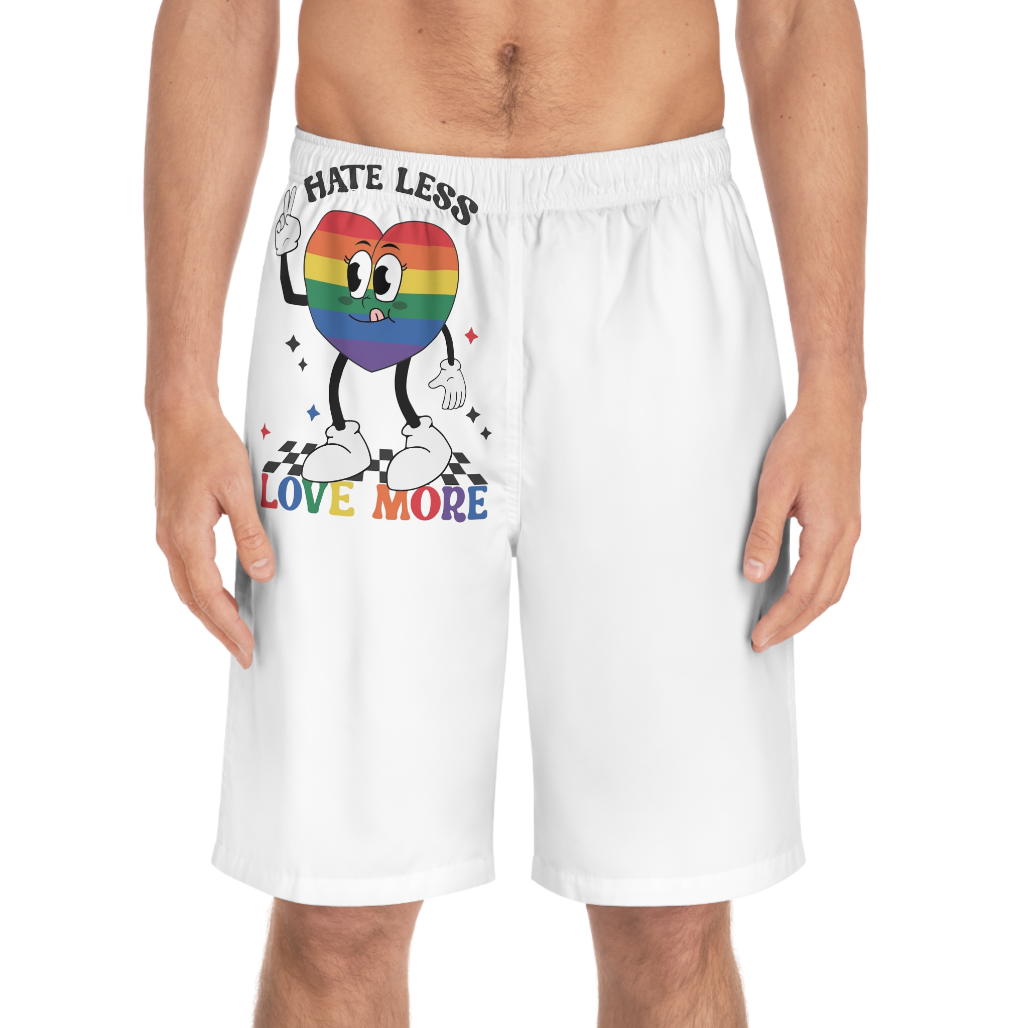Heart With Words Hate Less Love More It Mens Board Shorts Aop - Image 3