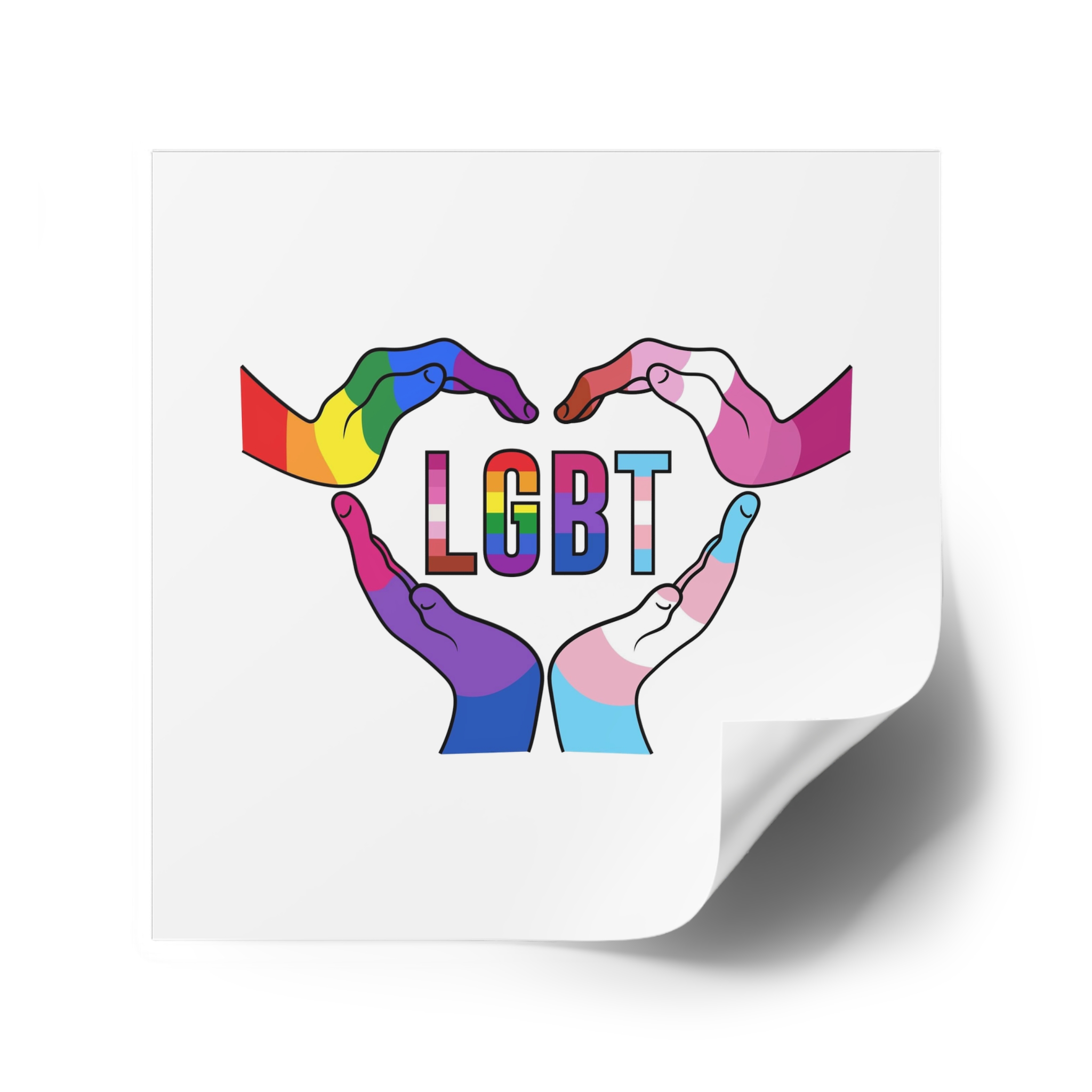 Lgbt Hands United Pride Month Rainbow Flag Vector Illustration Isolated White Background Laminate Stickers Square - Image 42