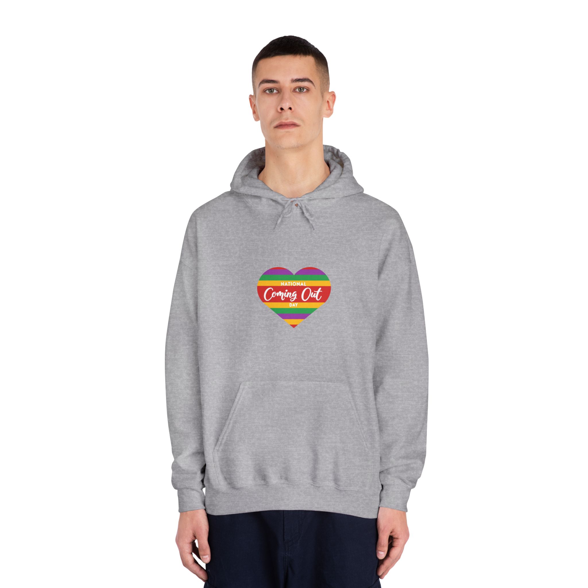 National Coming Out Day Rainbow Heart With Text Pride Lgbtq Unisex Dryblend Hooded Sweatshirt - Image 15
