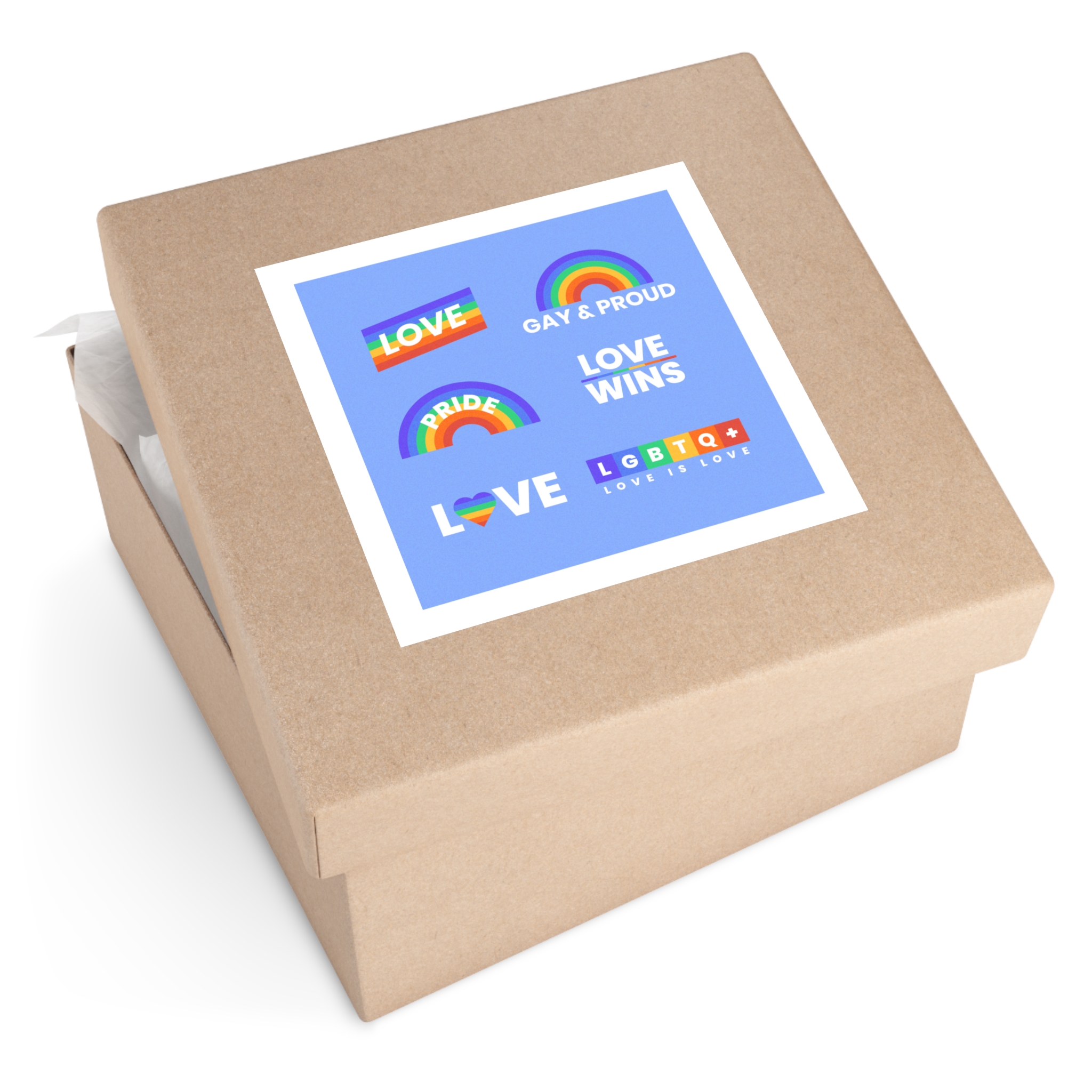 Pride Day Concept Rainbow Labels Laminate Stickers Square - Image 51