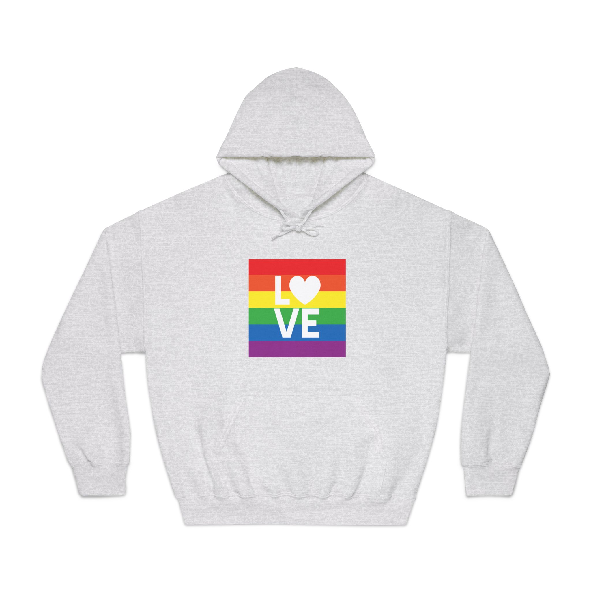 Love Lgbt Heart Squere White Unisex Dryblend Hooded Sweatshirt - Image 5