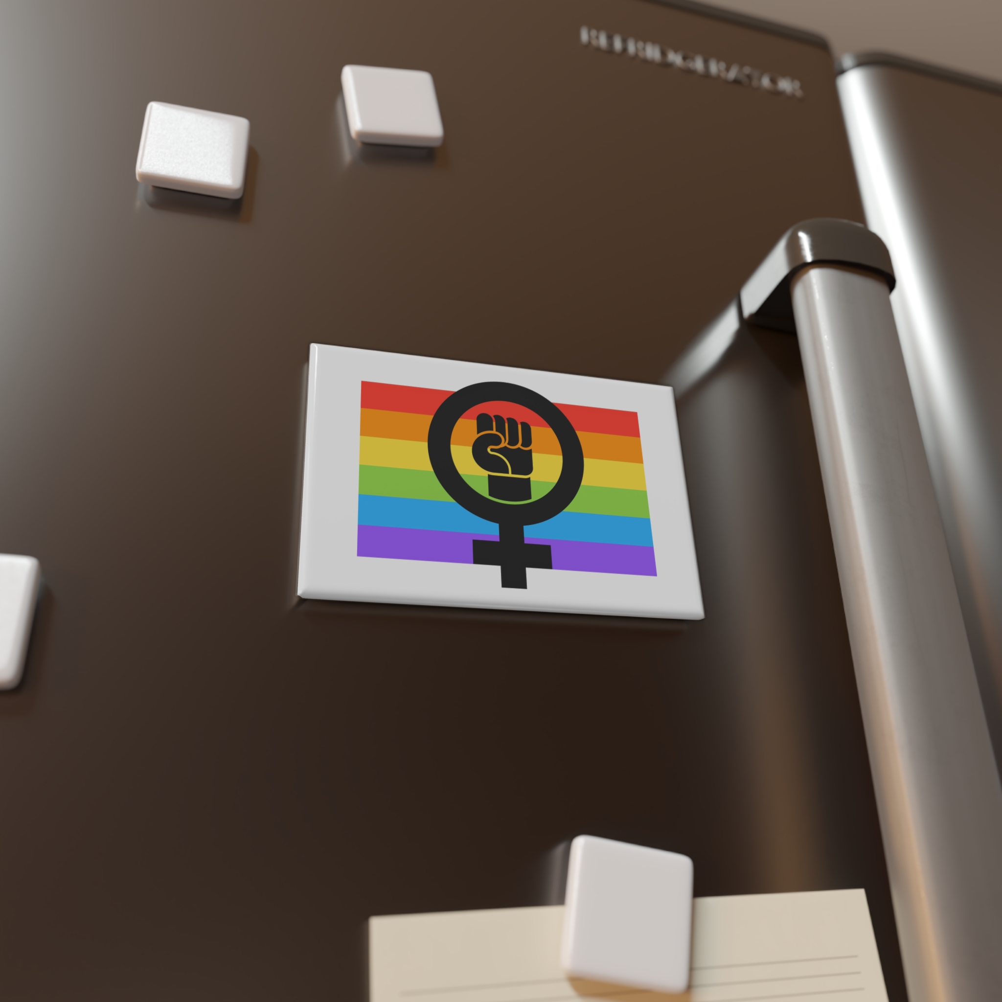 Flat Feminist Lgbt Flag Illustration Button Magnet Rectangle 1 And 10 Pcs - Image 4