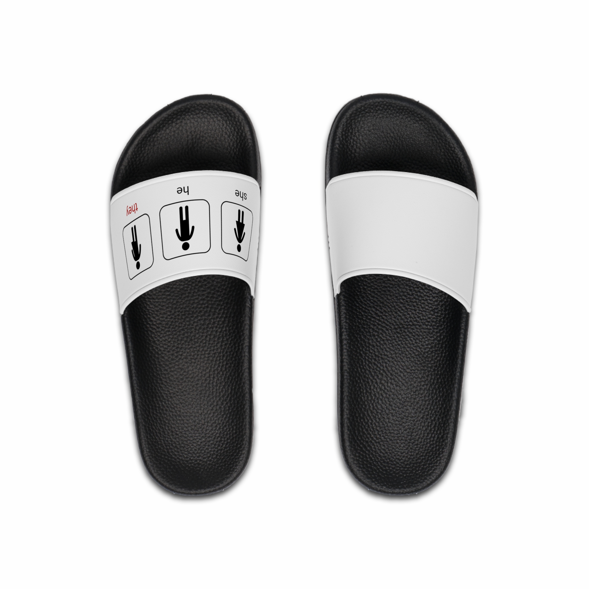 Gender Neutral Toilet Sign Concept Set Word They Written With Red Marker Male Female Unisex Mens Slide Sandals