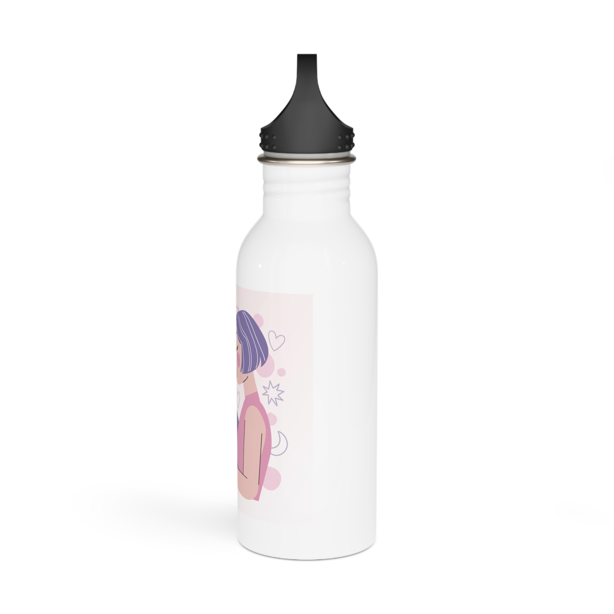 Lesbian Pride Design 5F97CF Stainless Steel Water Bottle - Image 4