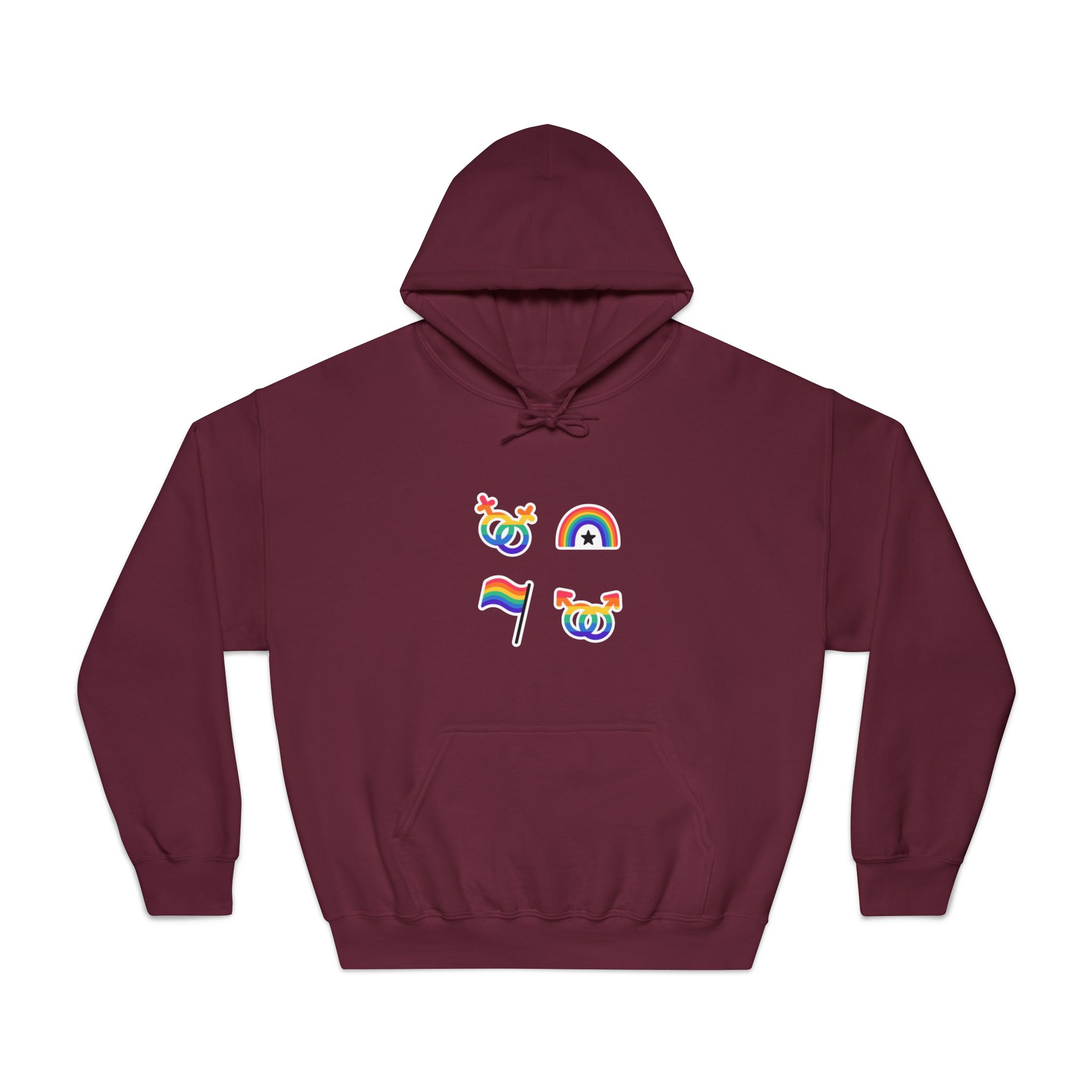 Lgbt Stickers Doodle Style Lgbtq Set Lgbt Pride Community Symbols Rainbow Colored Elements Flag Heart Rainbow Unisex Dryblend Hooded Sweatshirt - Image 17